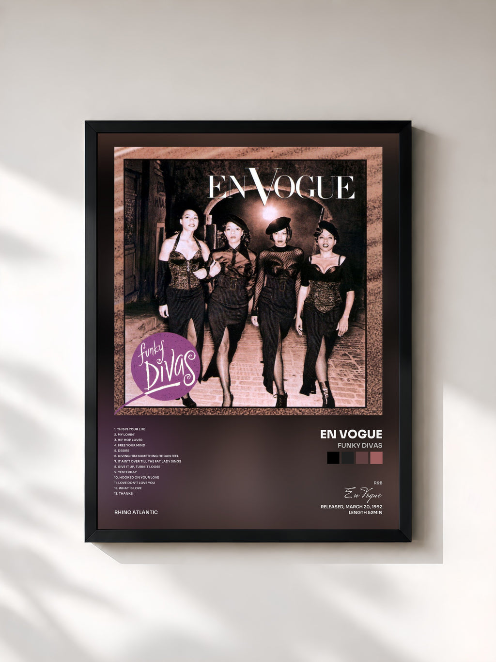 #noir Tableau de l'album Funky Divas de En Vogue, cadre noir, imprimé et encadré en France