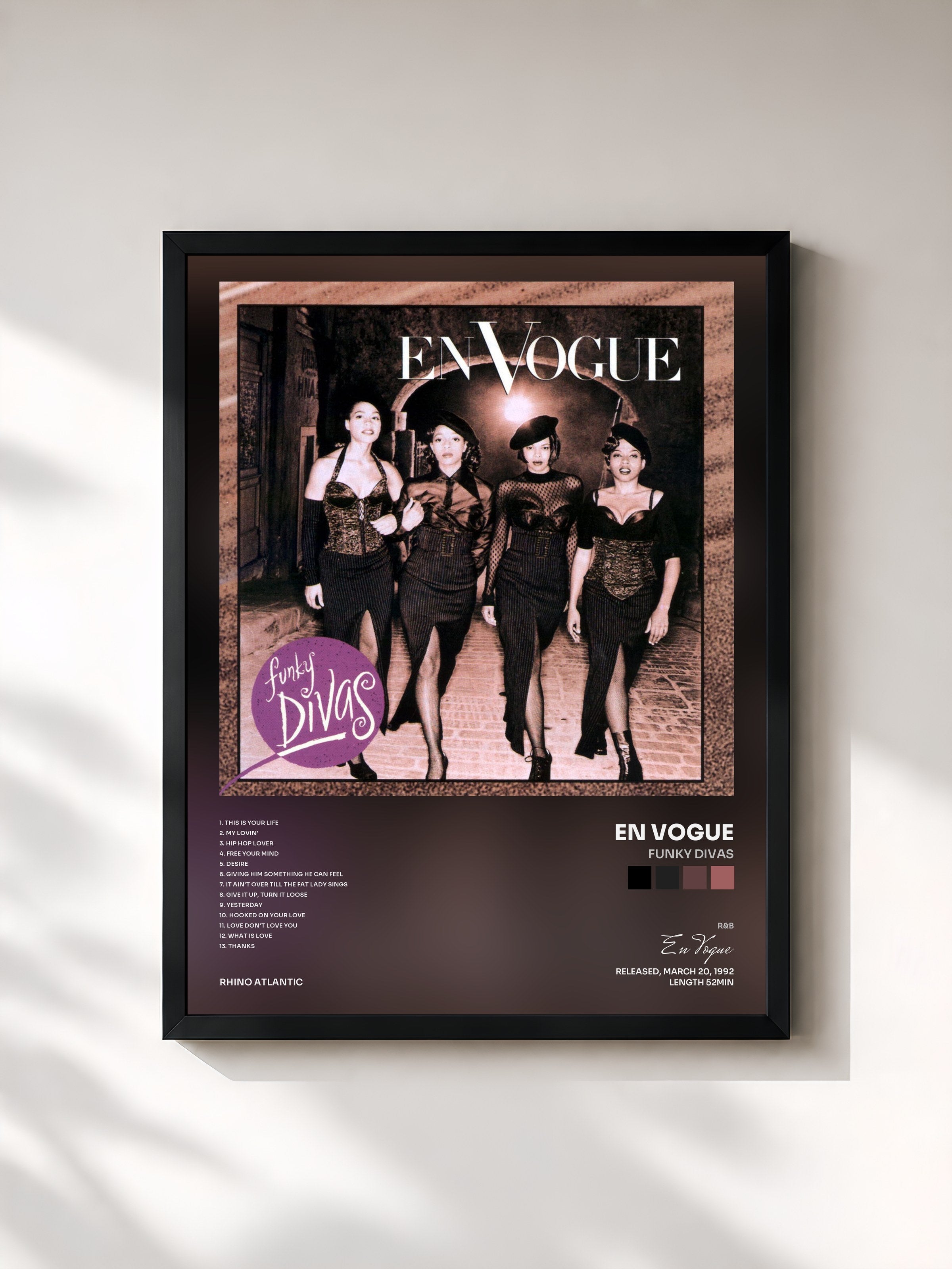 #noir Tableau de l'album Funky Divas de En Vogue, cadre noir, imprimé et encadré en France
