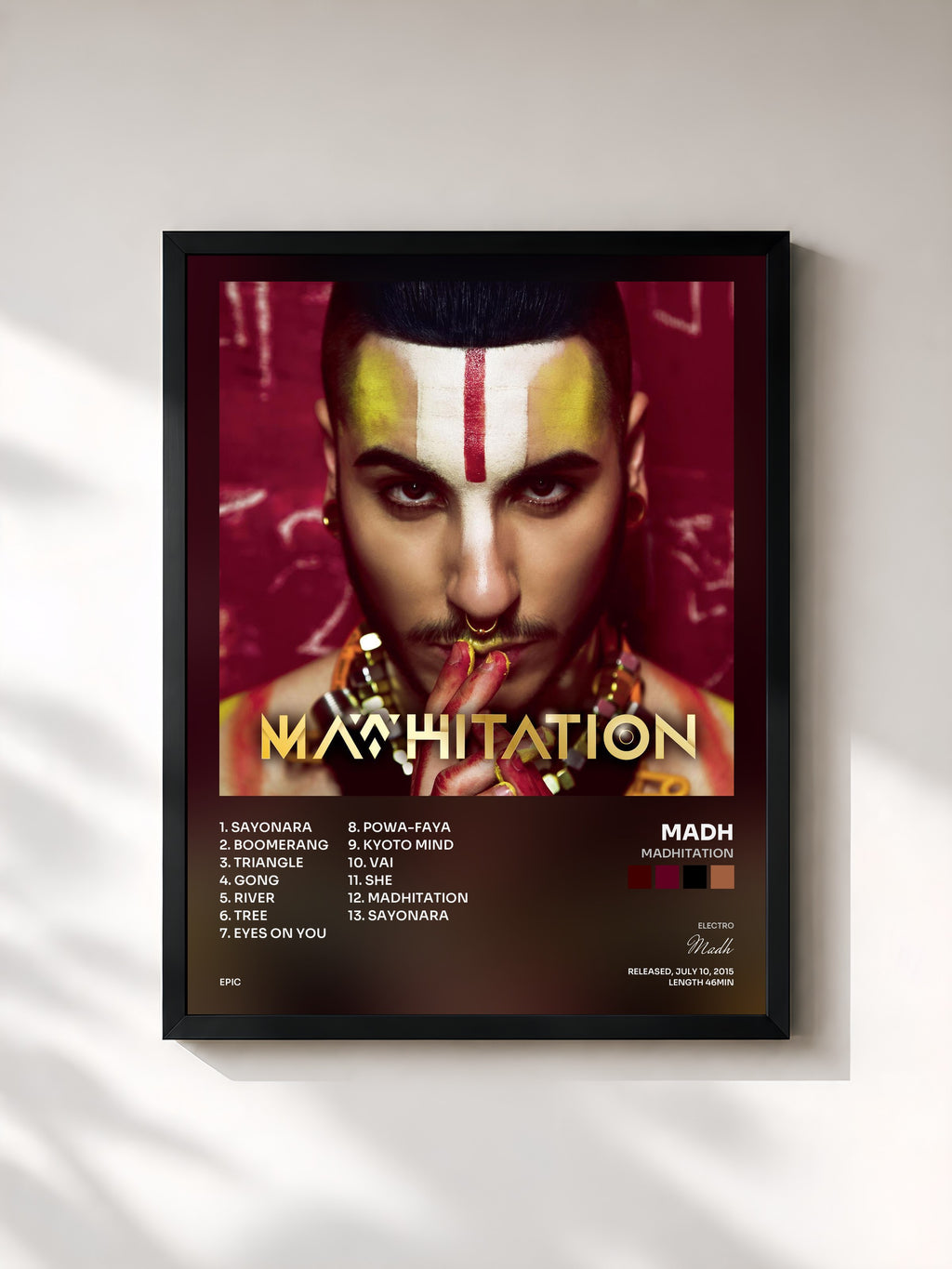 #noir Tableau de l'album Madhitation de Madh, cadre noir, imprimé et encadré en France