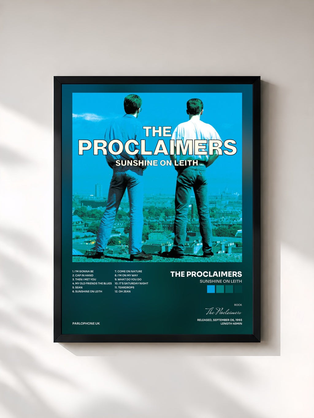 #noir Tableau de l'album Sunshine on Leith de The Proclaimers, cadre noir, imprimé et encadré en France
