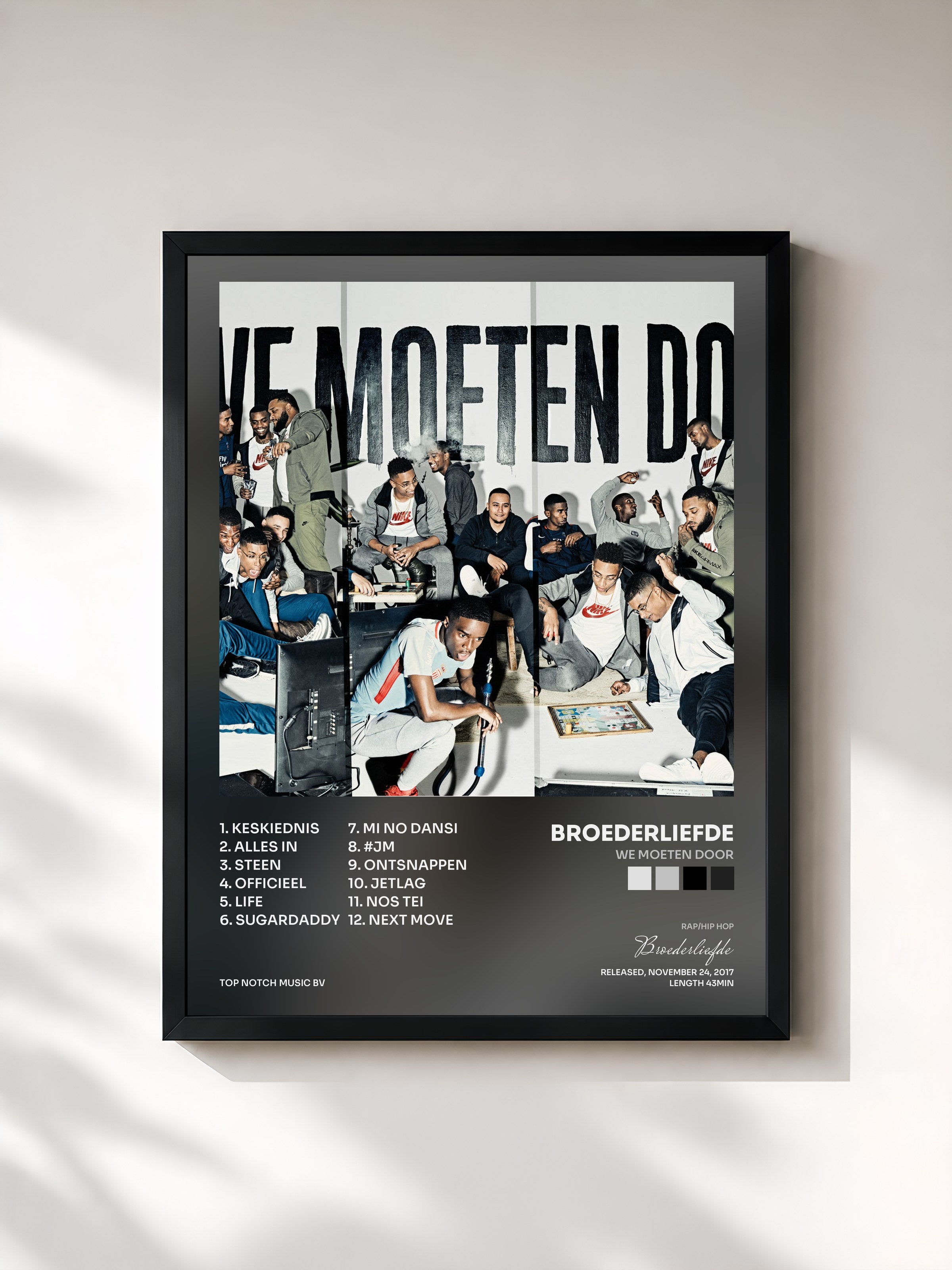 #noir Tableau de l'album We Moeten Door de Broederliefde, cadre noir, imprimé et encadré en France
