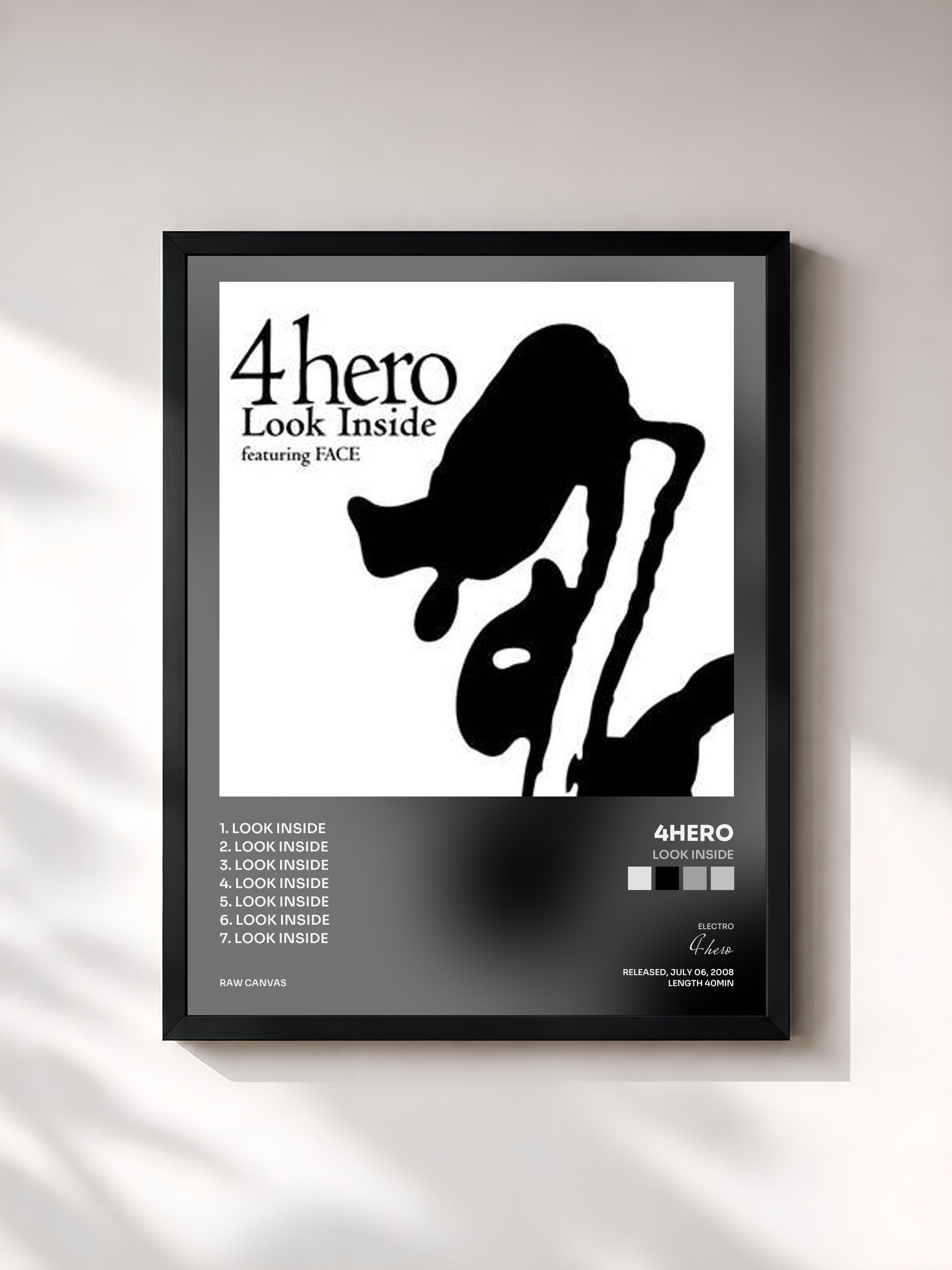 #noir Tableau de l'album Look Inside de 4hero, cadre noir, imprimé et encadré en France