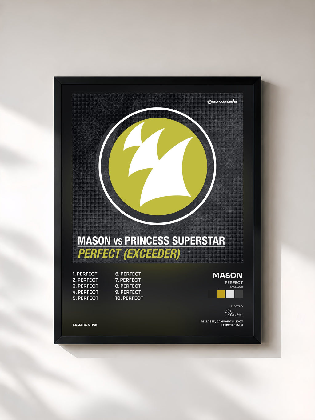 #noir Tableau de l'album Perfect (Exceeder) de Mason, cadre noir, imprimé et encadré en France