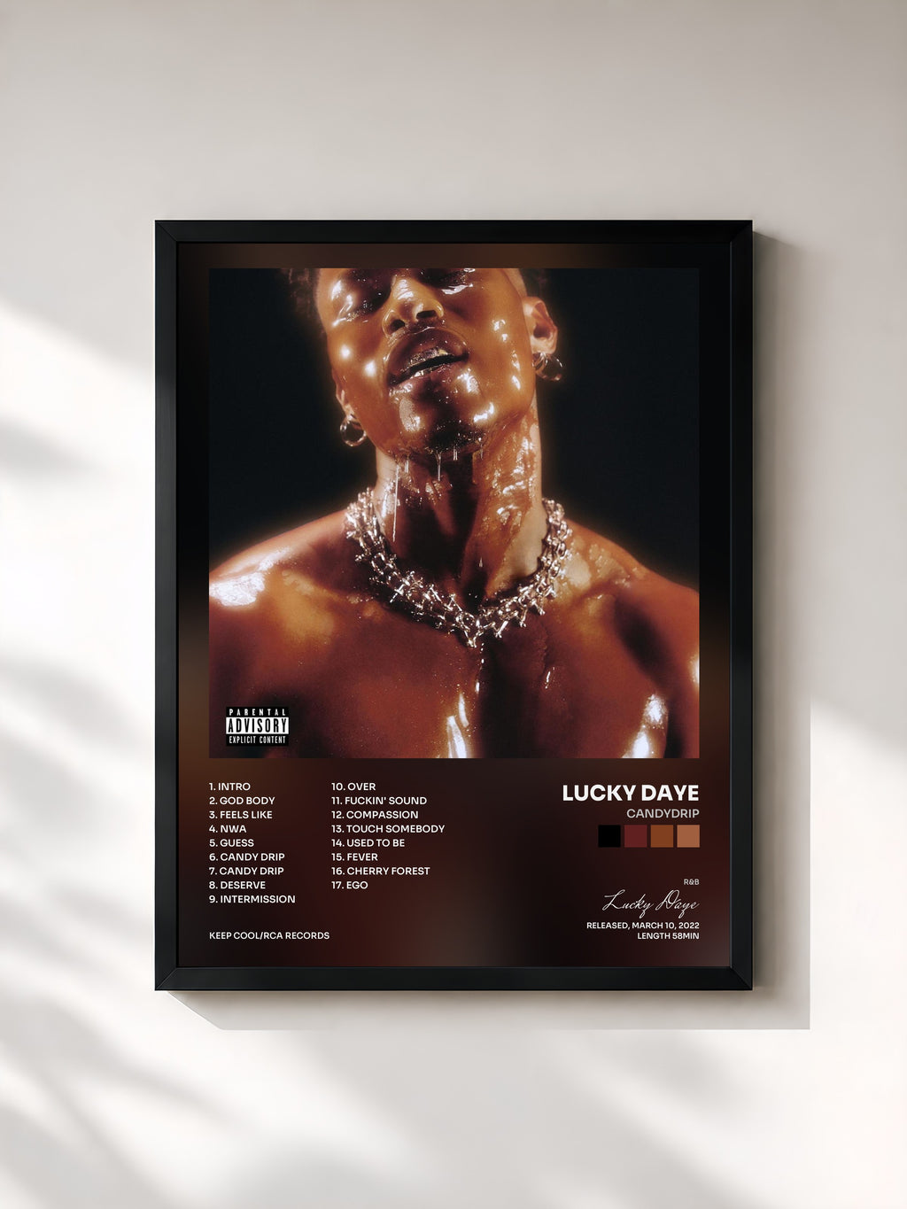 #noir Tableau de l'album Candydrip de Lucky Daye, cadre noir, imprimé et encadré en France
