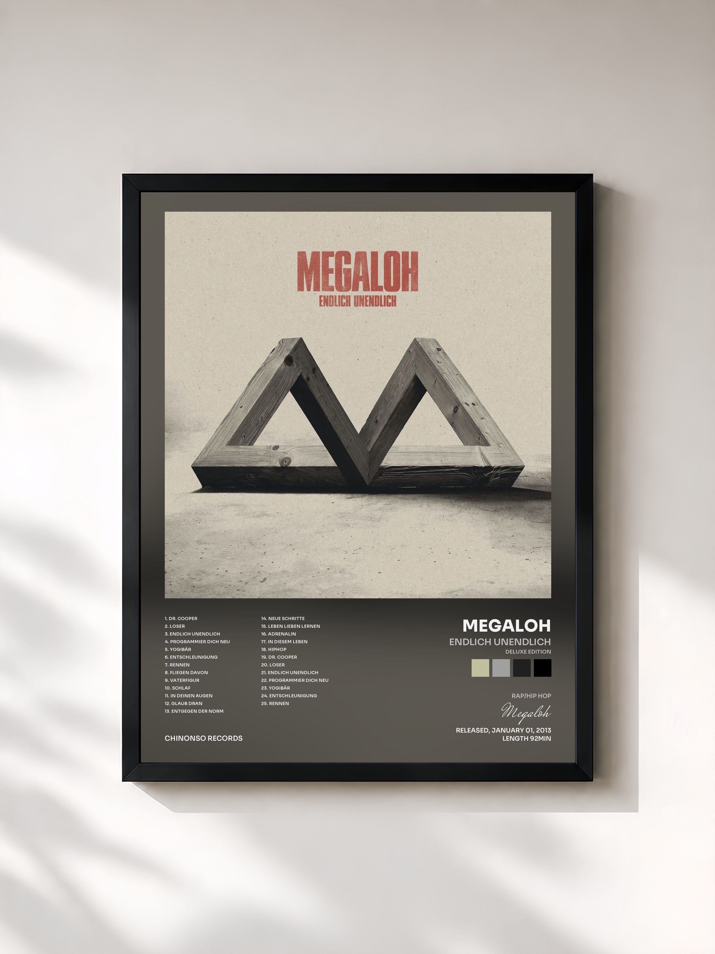 #noir Tableau de l'album Endlich Unendlich (Deluxe Edition) de Megaloh, cadre noir, imprimé et encadré en France