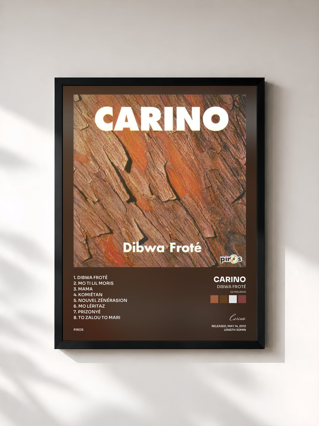 #noir Tableau de l'album Dibwa froté (Ile Maurice) de Carino, cadre noir, imprimé et encadré en France
