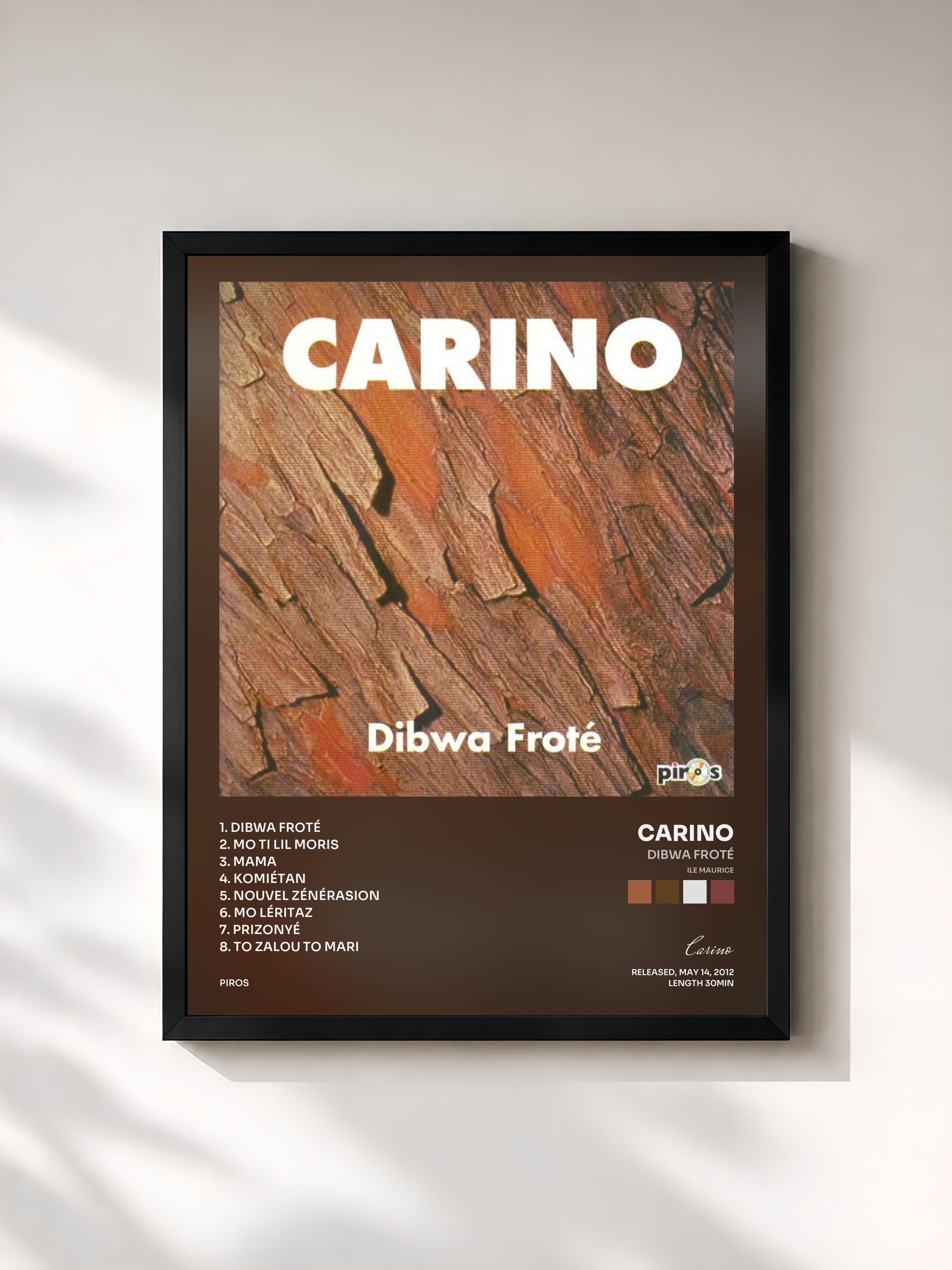 #noir Tableau de l'album Dibwa froté (Ile Maurice) de Carino, cadre noir, imprimé et encadré en France