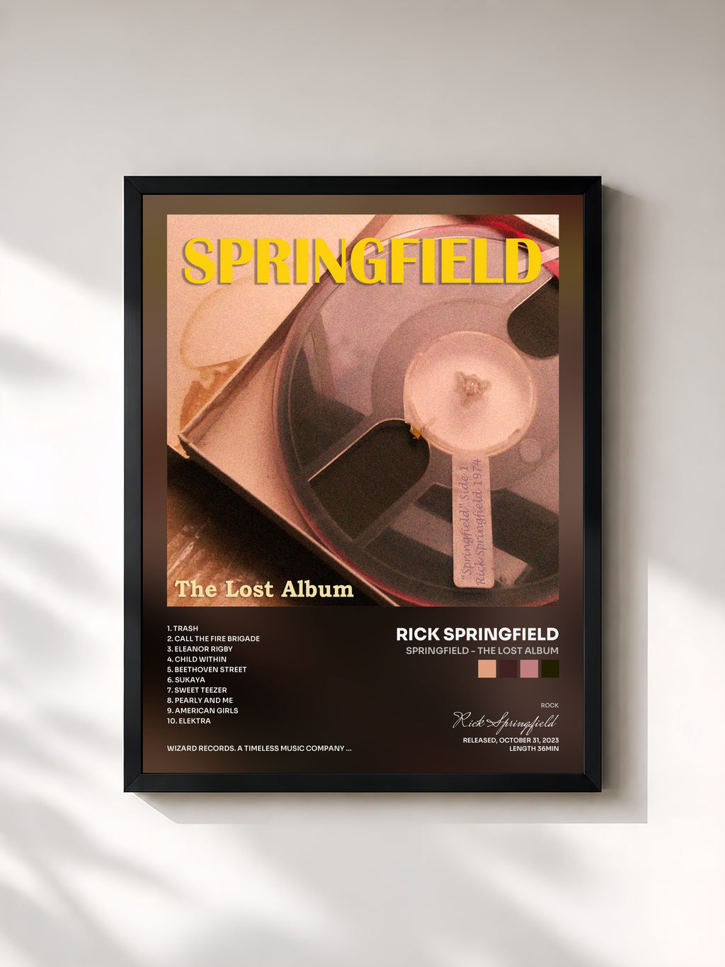 #noir Tableau de l'album Springfield - The Lost Album de Rick Springfield, cadre noir, imprimé et encadré en France
