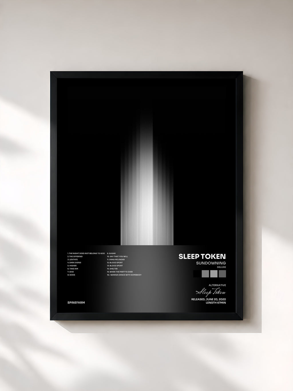 #noir Tableau de l'album Sundowning (Deluxe) de Sleep Token, cadre noir, imprimé et encadré en France