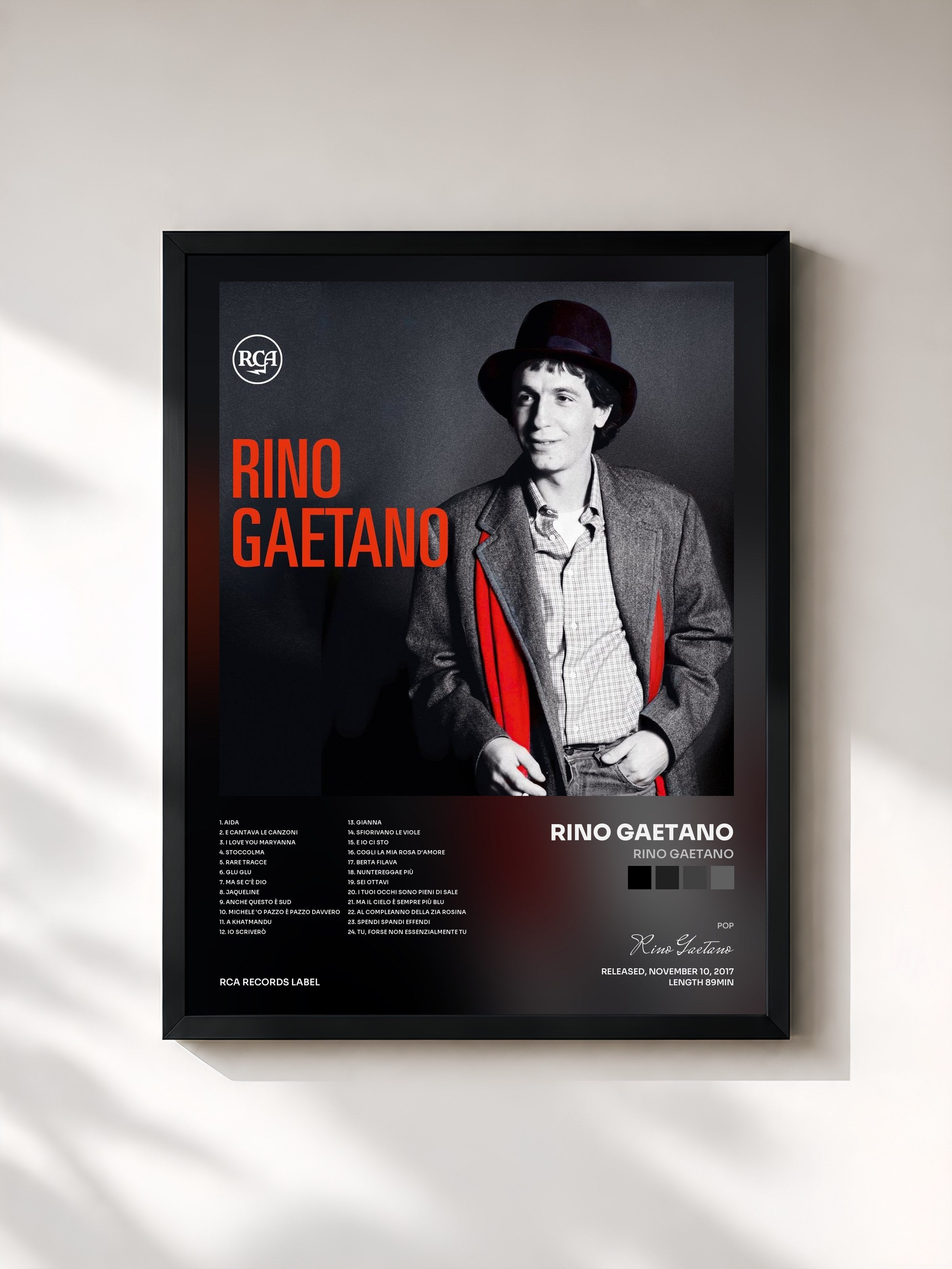 #noir Tableau de l'album Rino Gaetano de Rino Gaetano, cadre noir, imprimé et encadré en France