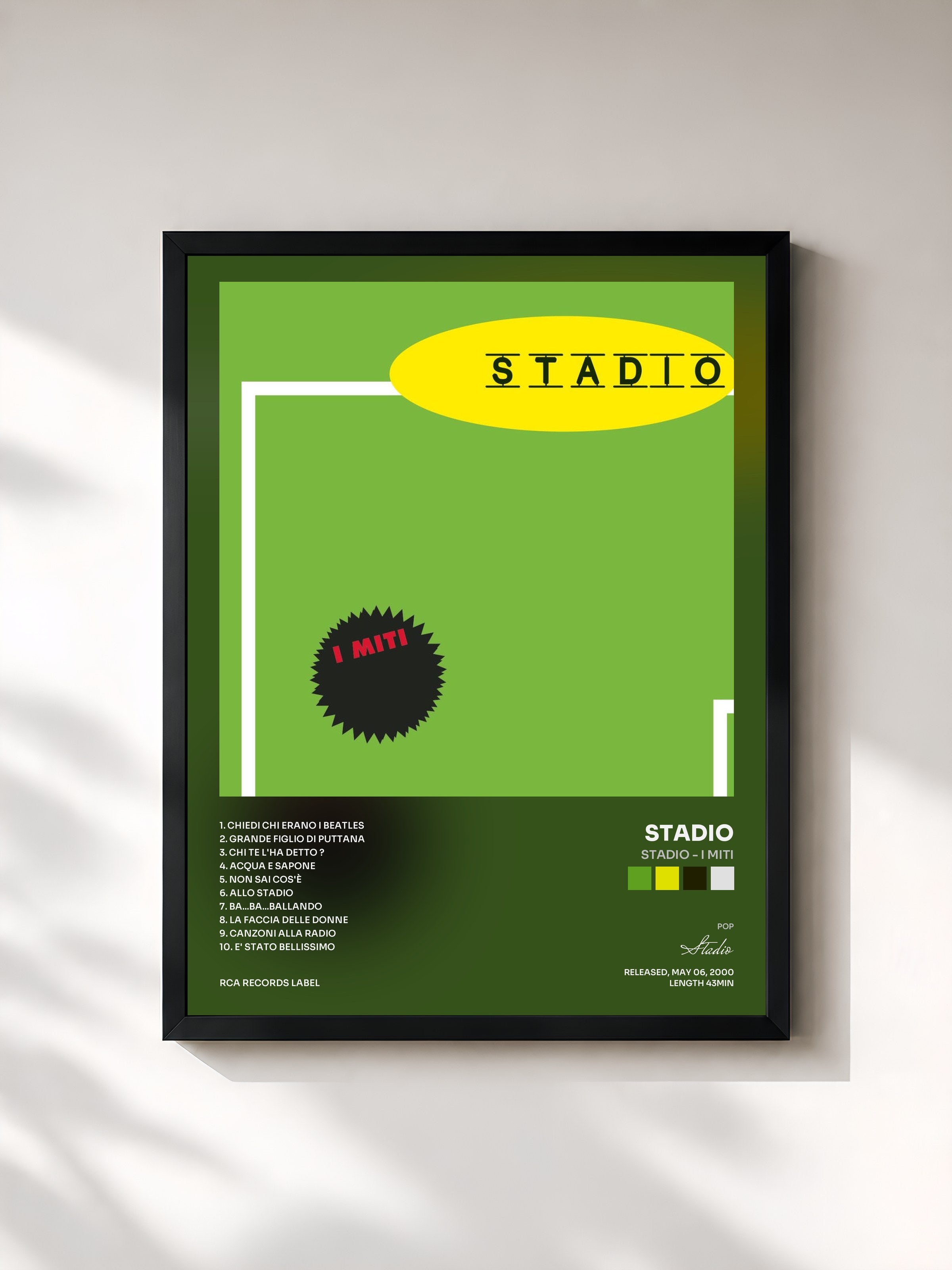 #noir Tableau de l'album Stadio - I Miti de Stadio, cadre noir, imprimé et encadré en France