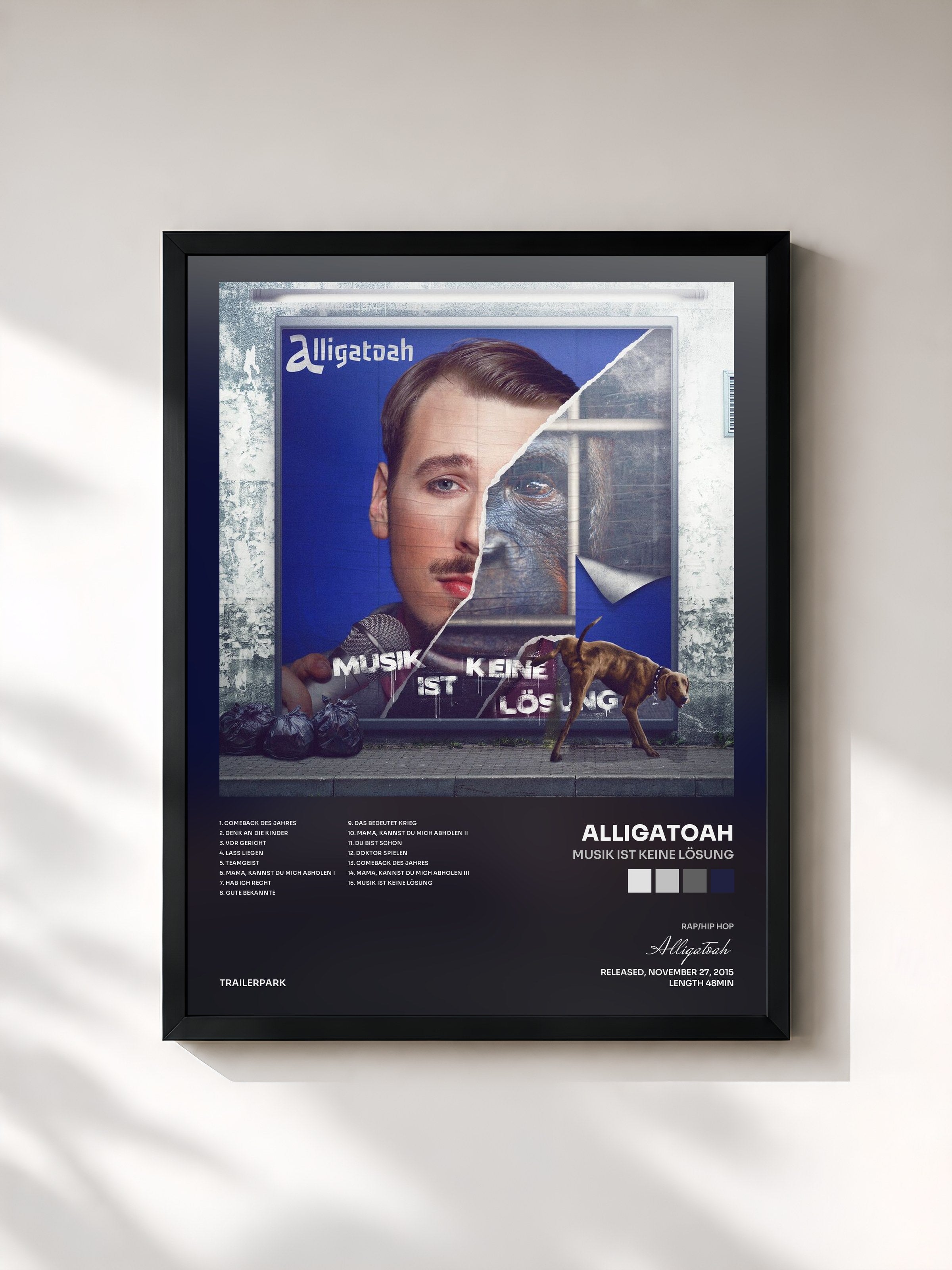 #noir Tableau de l'album Musik ist keine Lösung de Alligatoah, cadre noir, imprimé et encadré en France