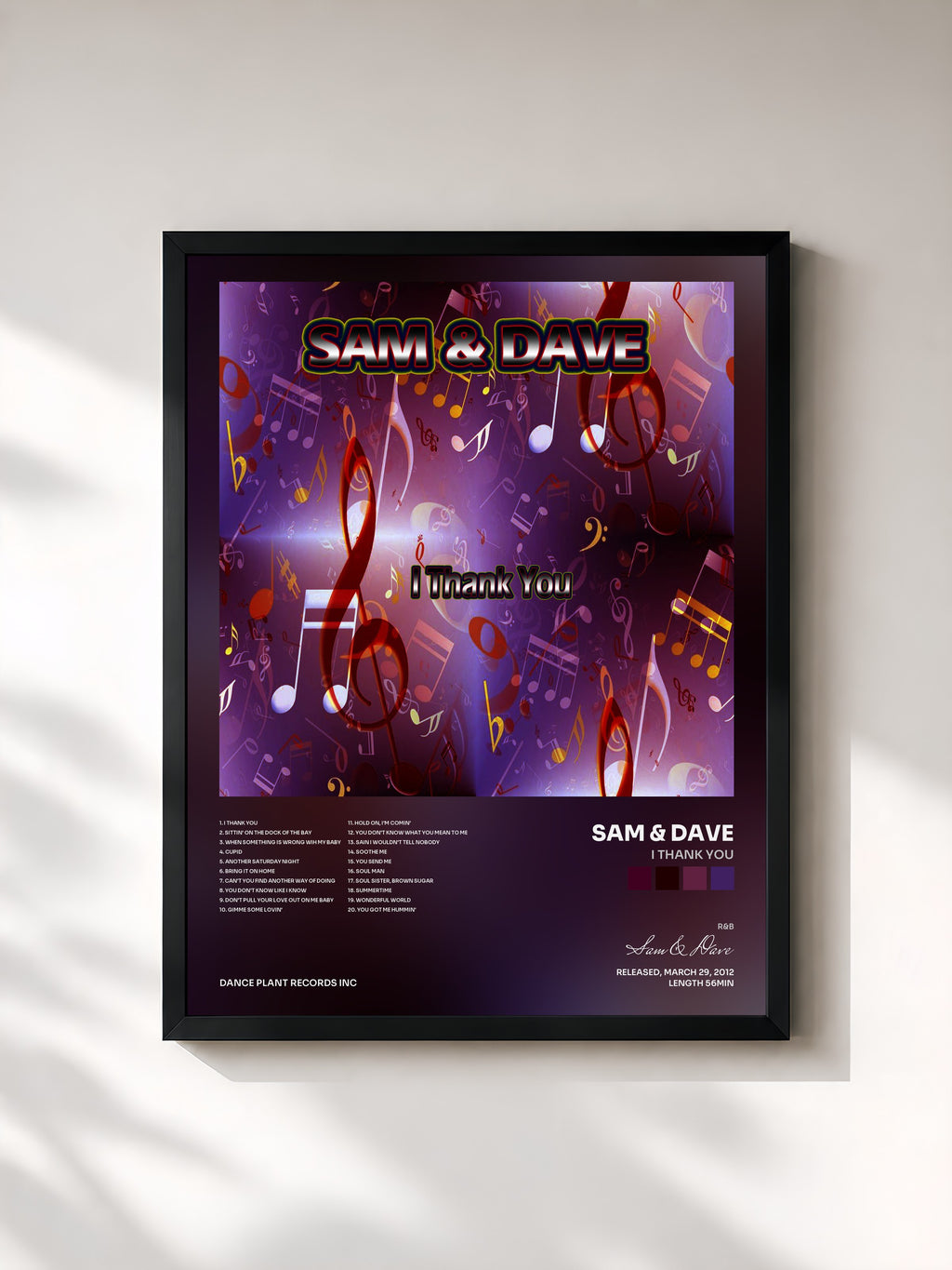 #noir Tableau de l'album I Thank You de Sam & Dave, cadre noir, imprimé et encadré en France
