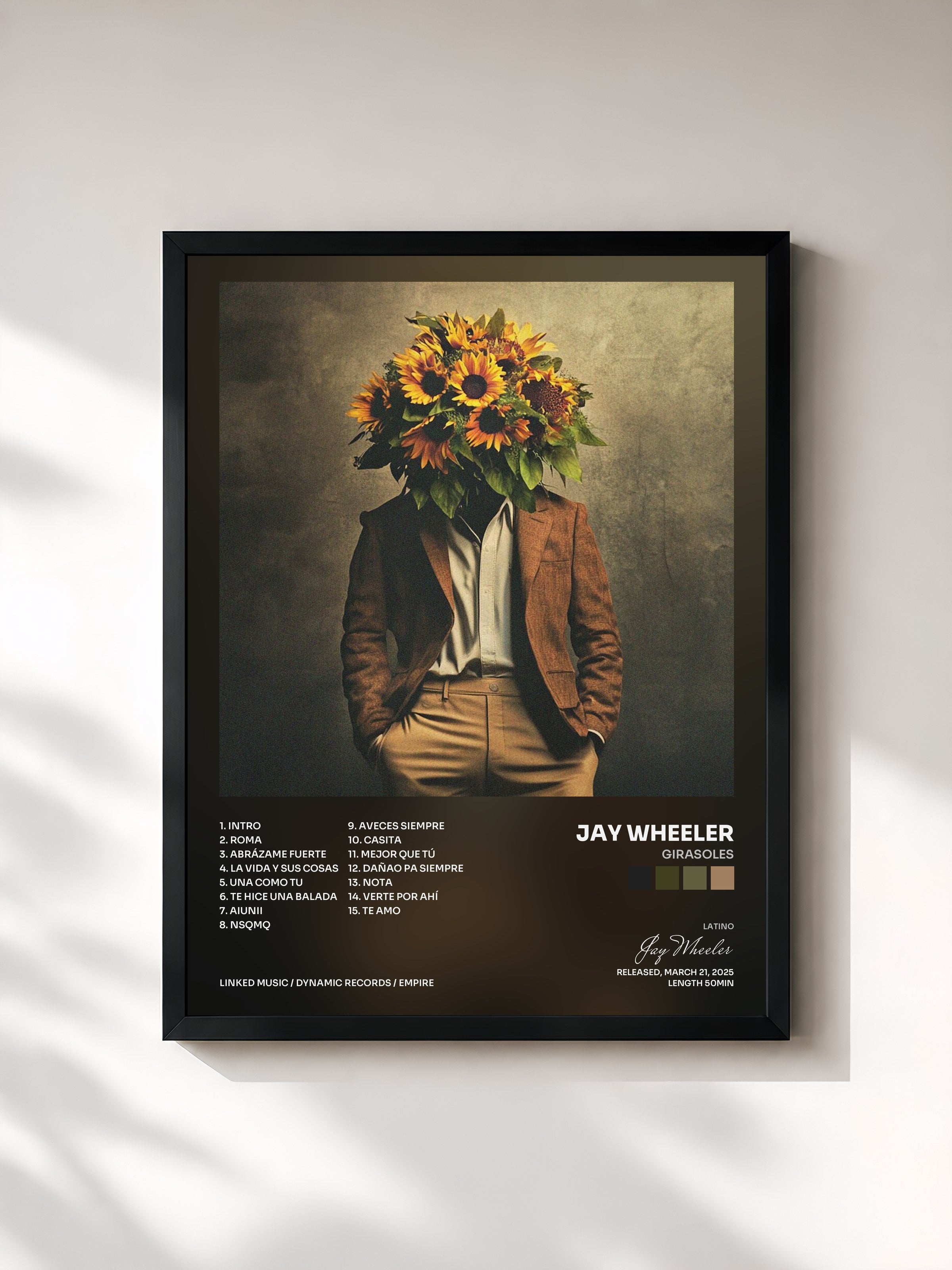 #noir Tableau de l'album GIRASOLES de Jay Wheeler, cadre noir, imprimé et encadré en France