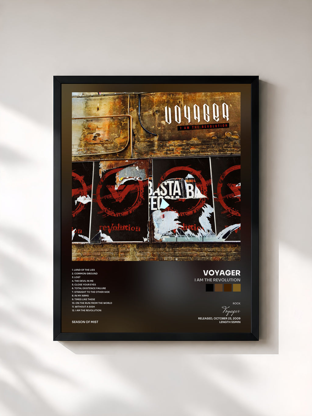 #noir Tableau de l'album I Am the Revolution de Voyager, cadre noir, imprimé et encadré en France