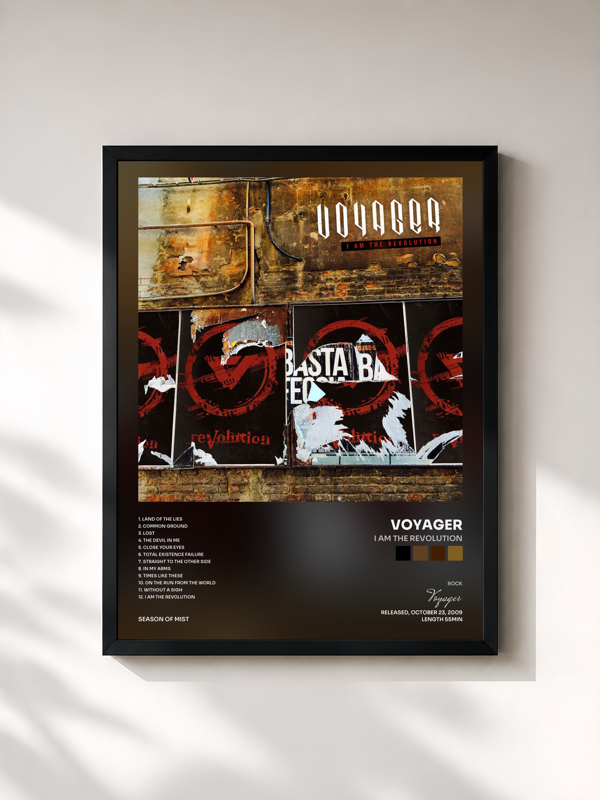 #noir Tableau de l'album I Am the Revolution de Voyager, cadre noir, imprimé et encadré en France