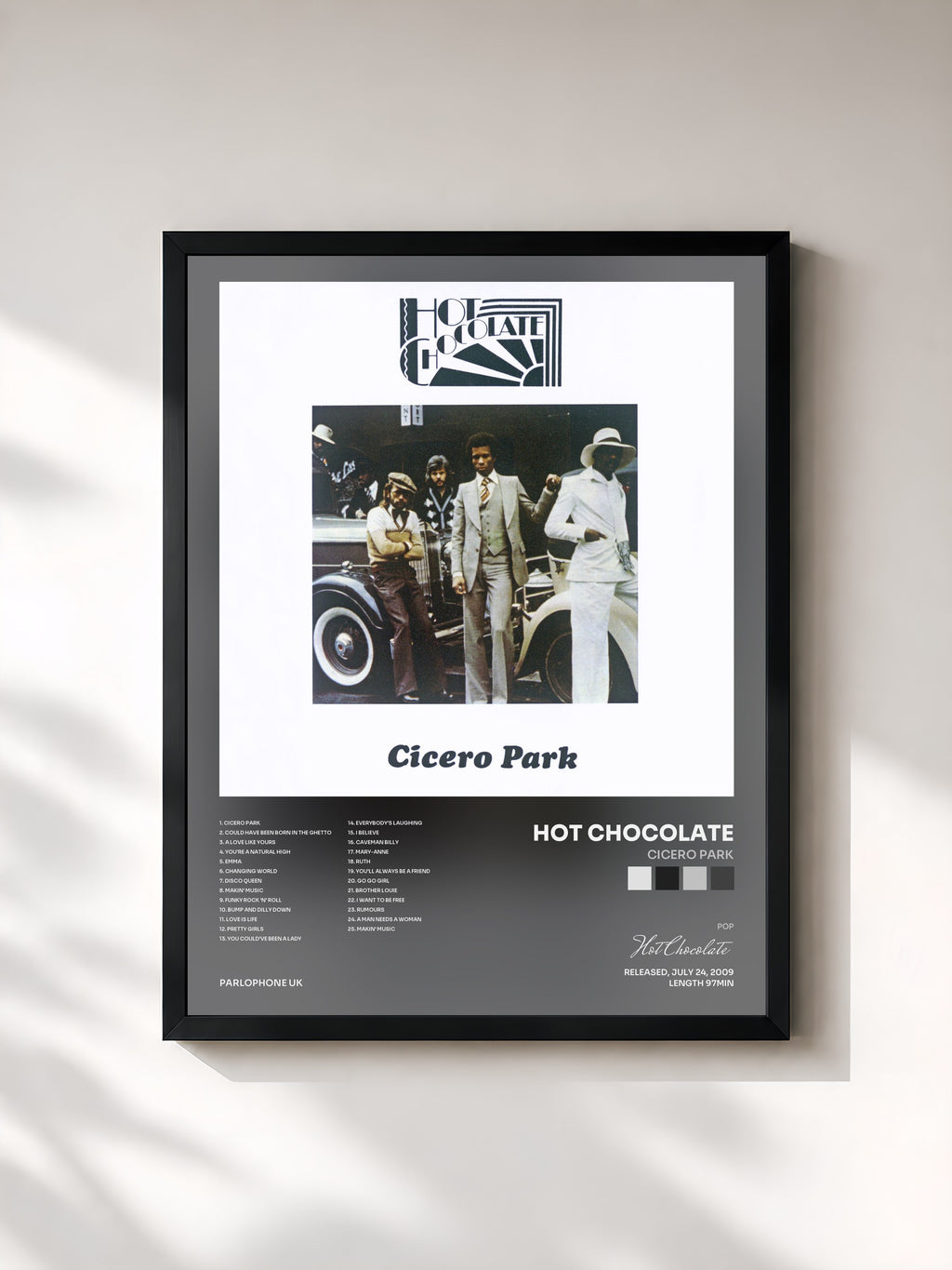 #noir Tableau de l'album Cicero Park de Hot Chocolate, cadre noir, imprimé et encadré en France
