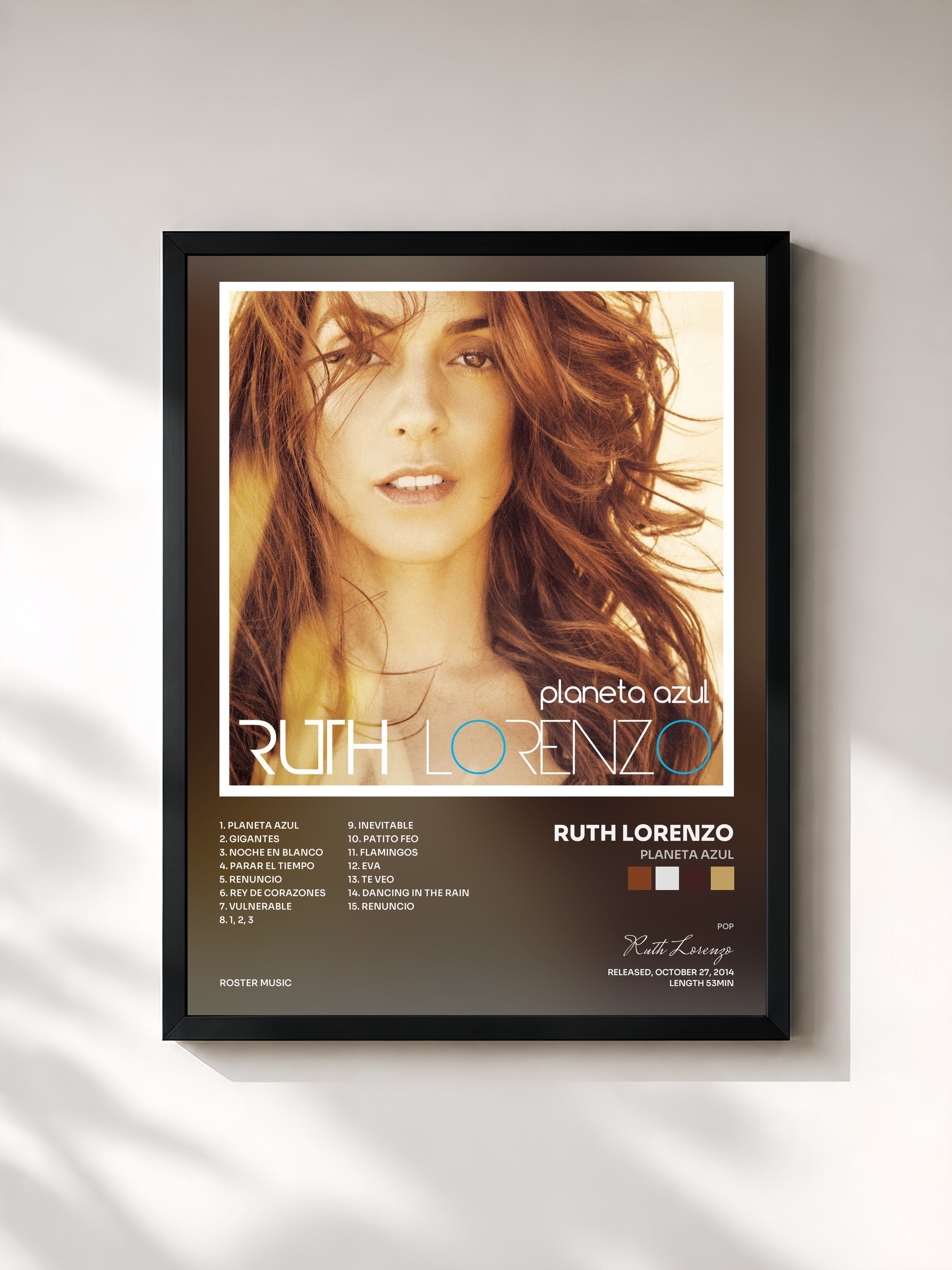 #noir Tableau de l'album Planeta Azul de Ruth Lorenzo, cadre noir, imprimé et encadré en France