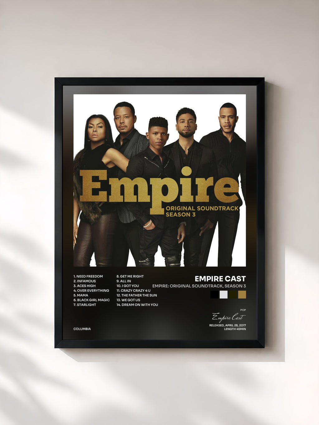 #noir Tableau de l'album Empire: Original Soundtrack, Season 3 de Empire Cast, cadre noir, imprimé et encadré en France