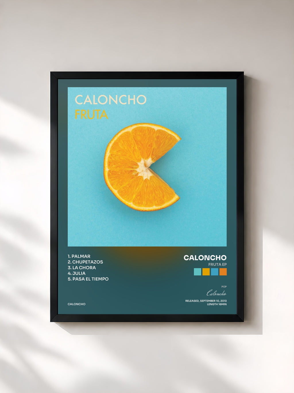 #noir Tableau de l'album Fruta EP de Caloncho, cadre noir, imprimé et encadré en France
