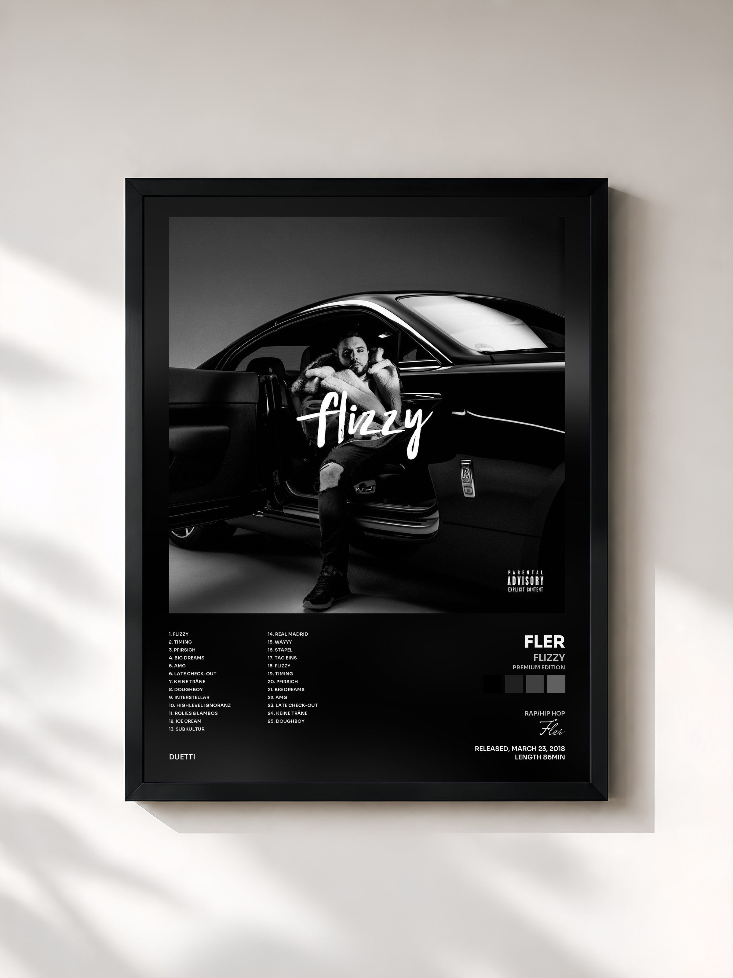 #noir Tableau de l'album Flizzy (Premium Edition) de Fler, cadre noir, imprimé et encadré en France