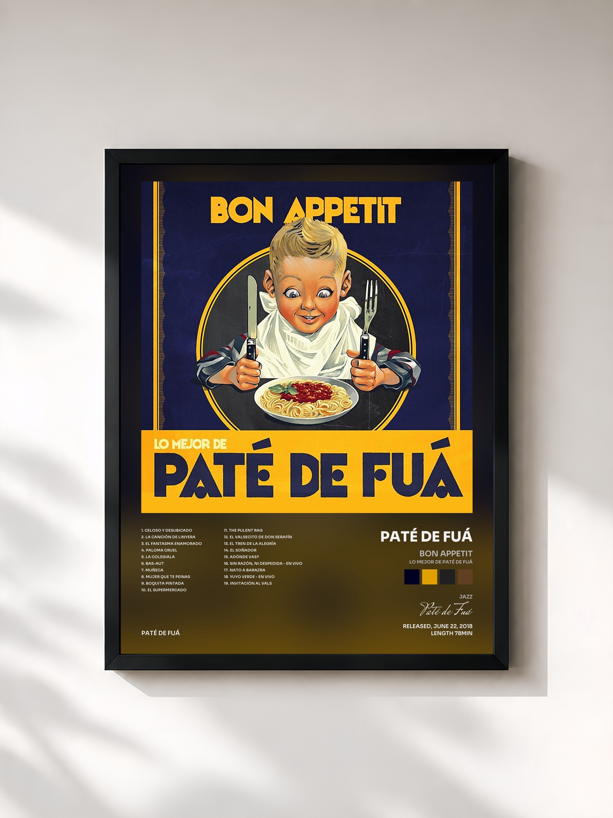 #noir Tableau de l'album Bon appetit (Lo Mejor de Paté de Fuá) de Paté de Fuá, cadre noir, imprimé et encadré en France