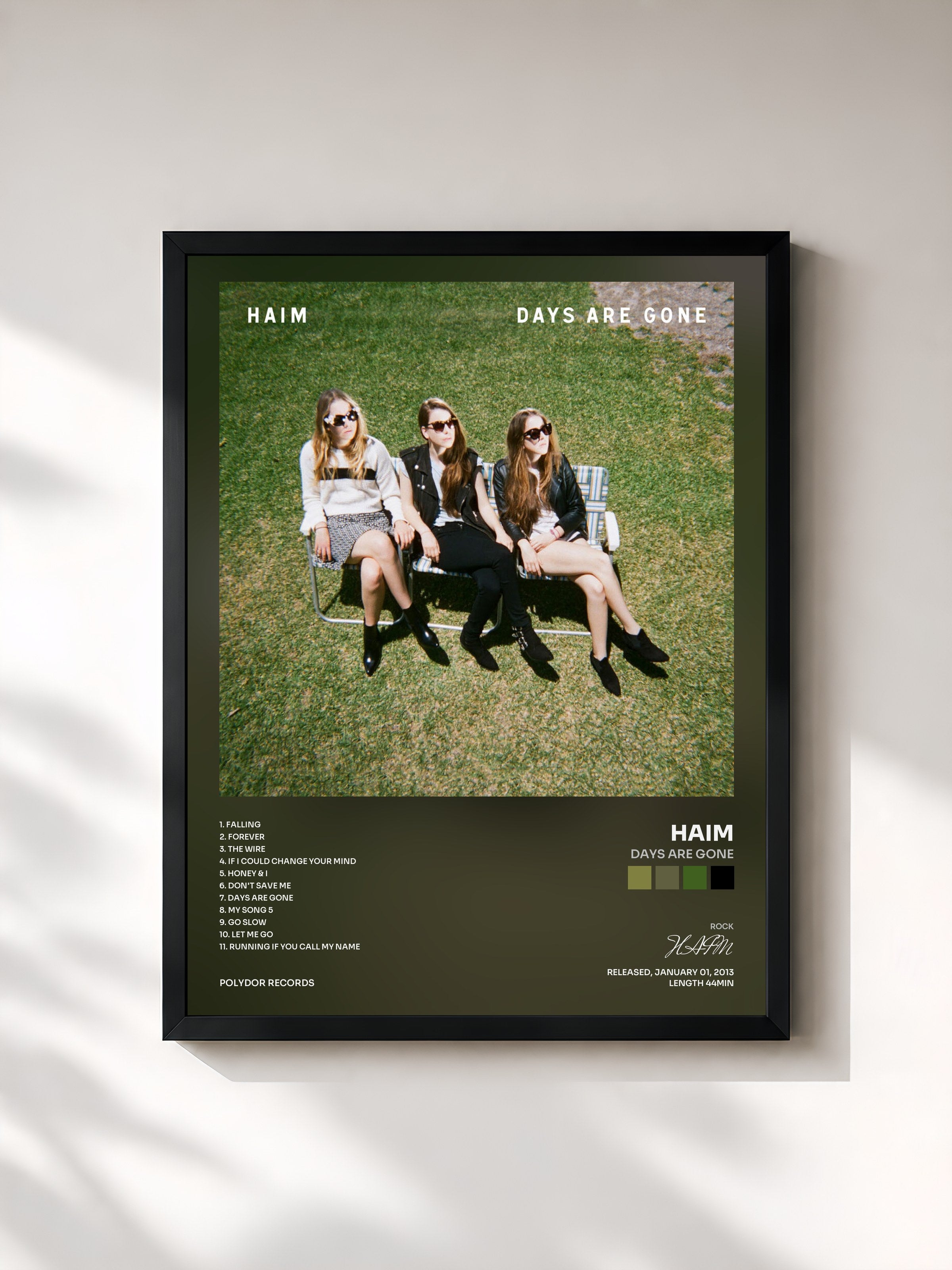 #noir Tableau de l'album Days Are Gone de HAIM, cadre noir, imprimé et encadré en France