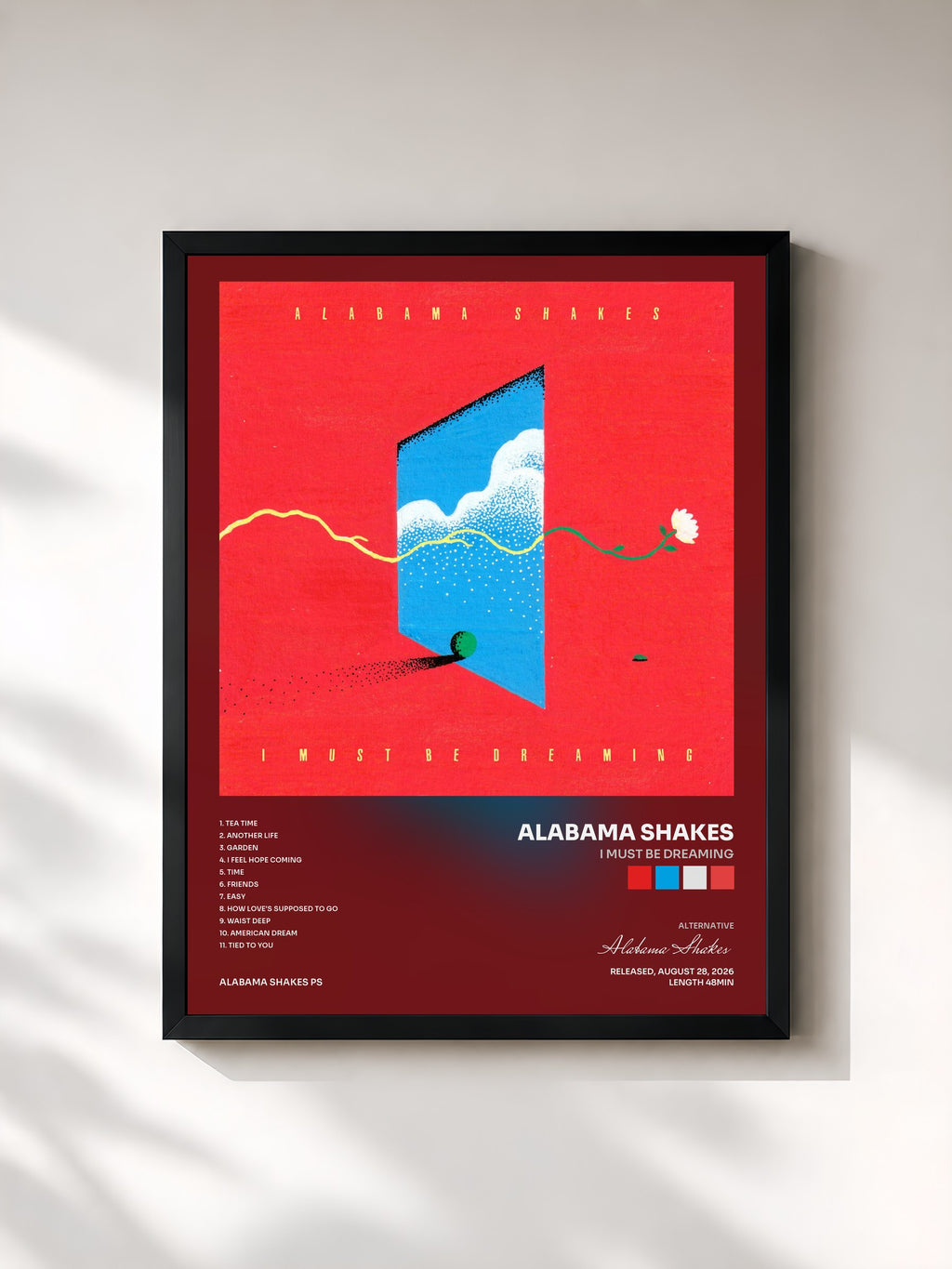 #noir Tableau de l'album I Must Be Dreaming de Alabama Shakes, cadre noir, imprimé et encadré en France