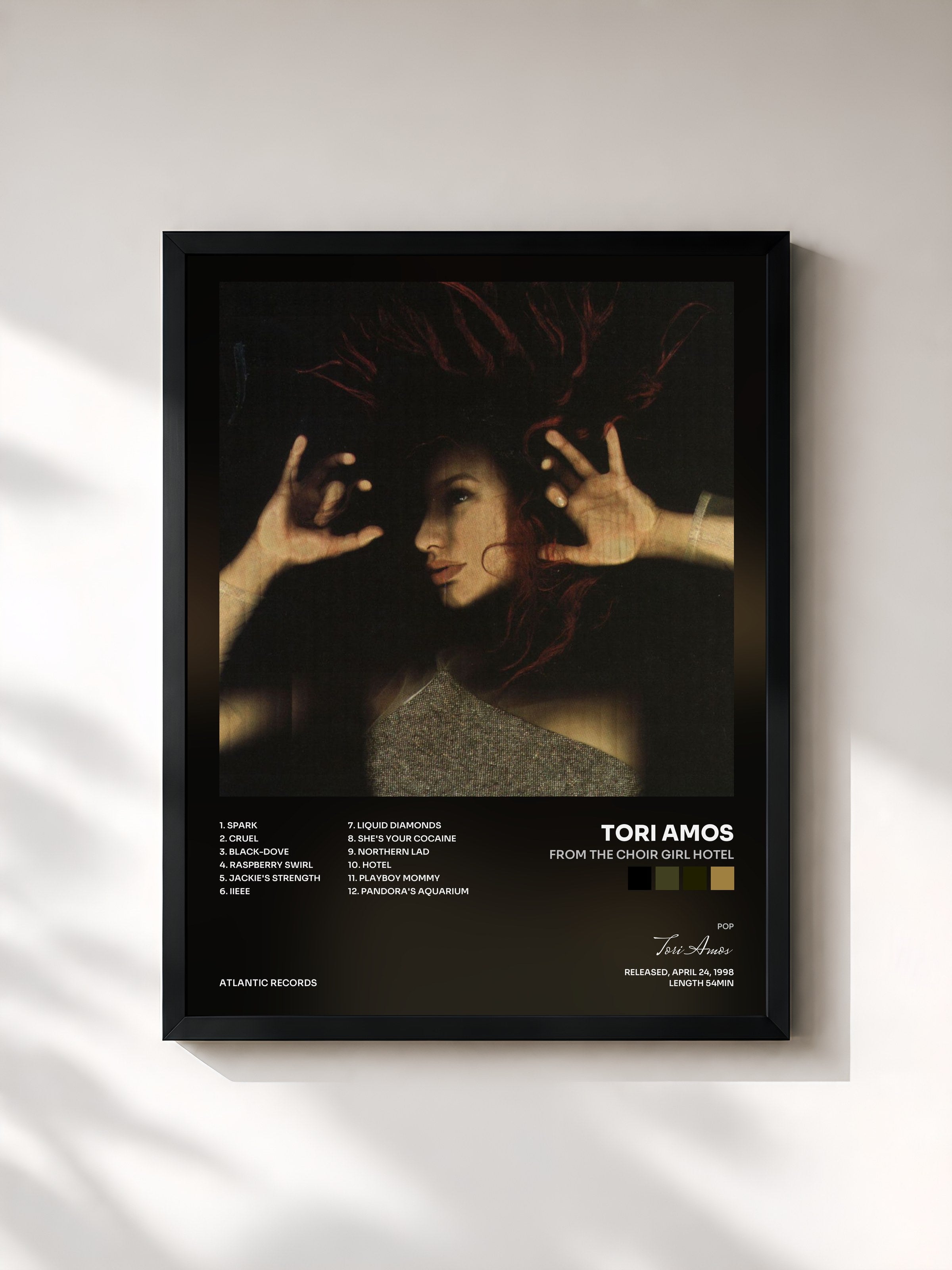 #noir Tableau de l'album From the Choir Girl Hotel de Tori Amos, cadre noir, imprimé et encadré en France