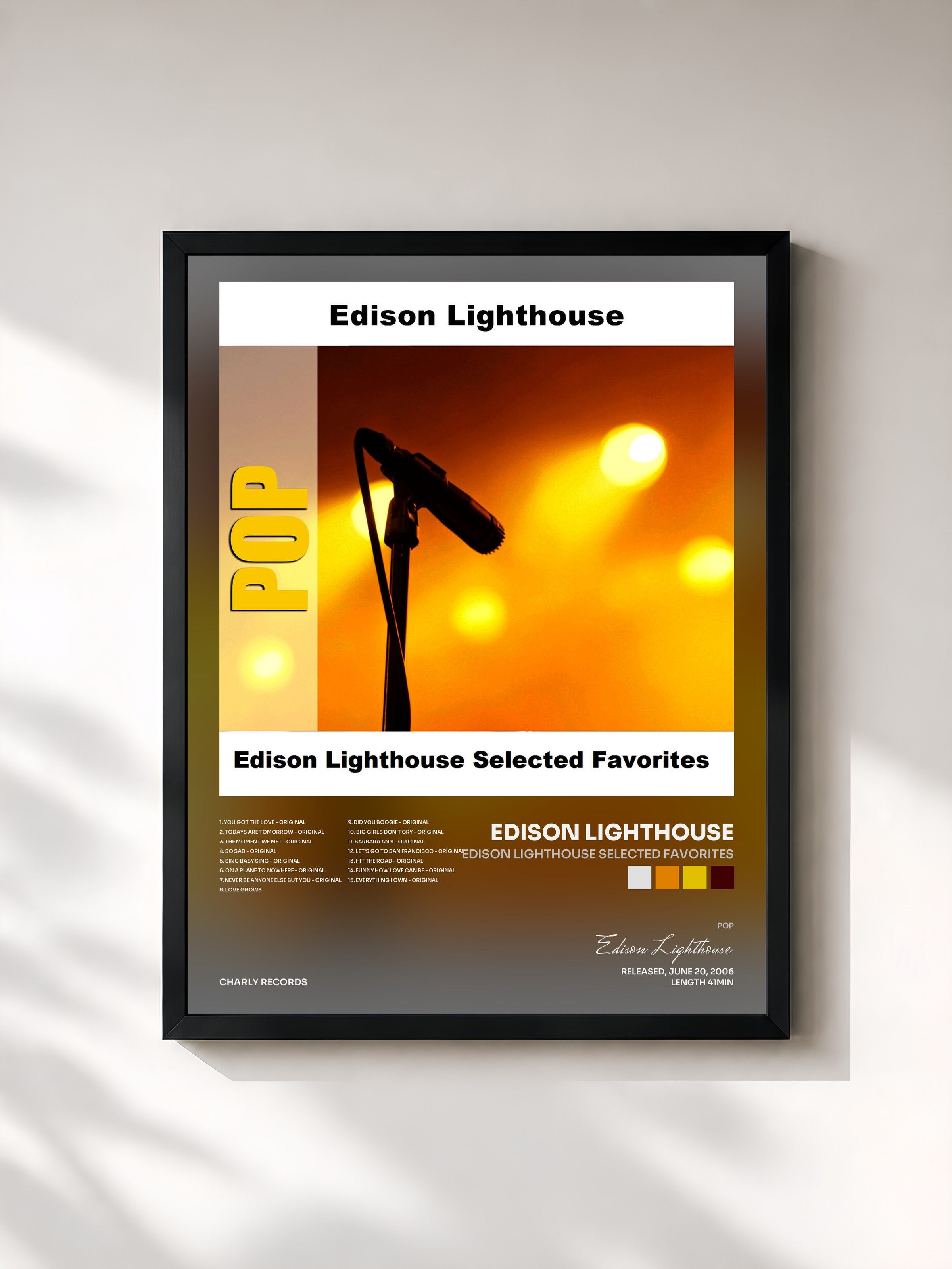 #noir Tableau de l'album Edison Lighthouse Selected Favorites de Edison Lighthouse, cadre noir, imprimé et encadré en France