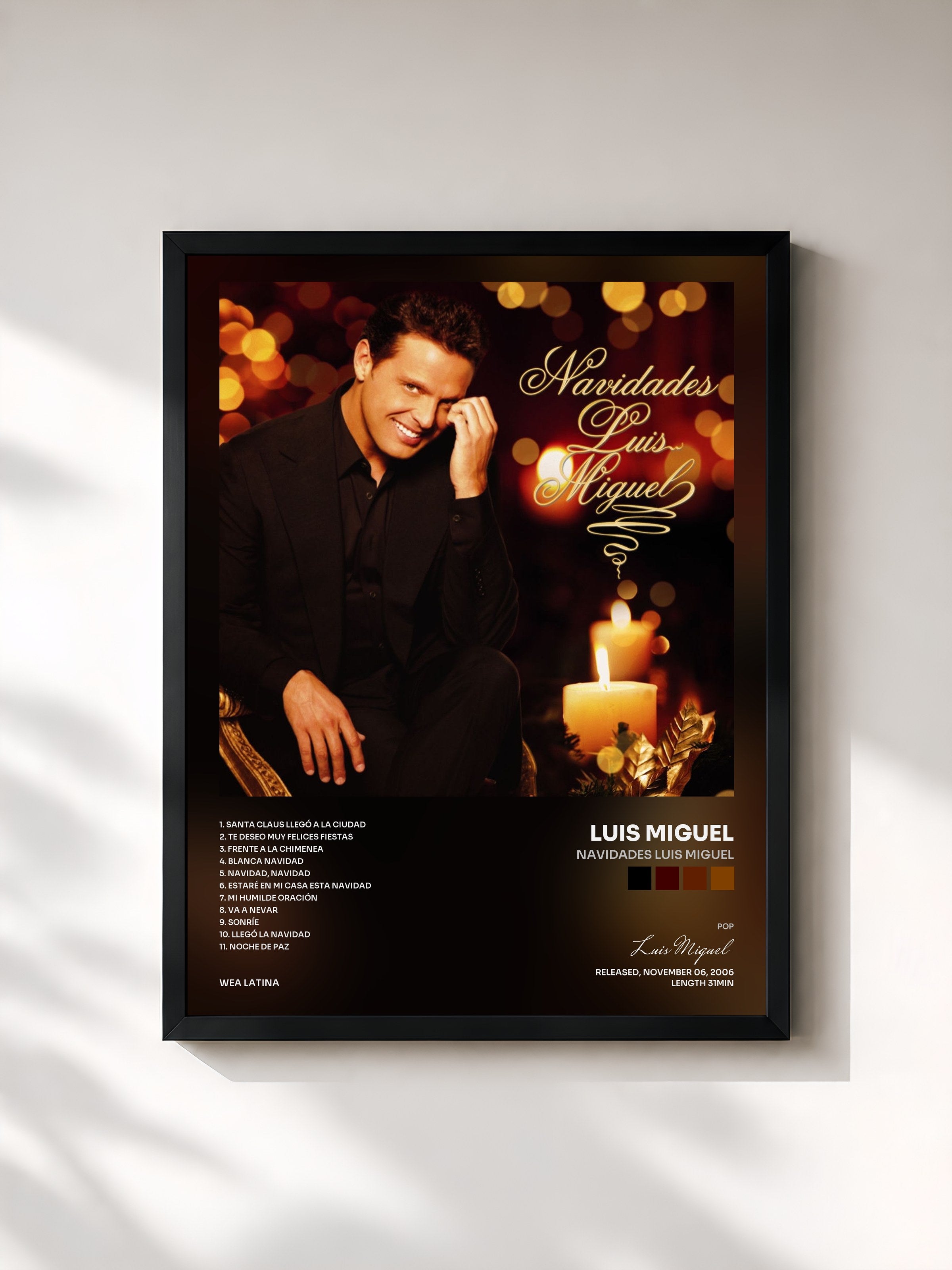 #noir Tableau de l'album Navidades Luis Miguel de Luis Miguel, cadre noir, imprimé et encadré en France