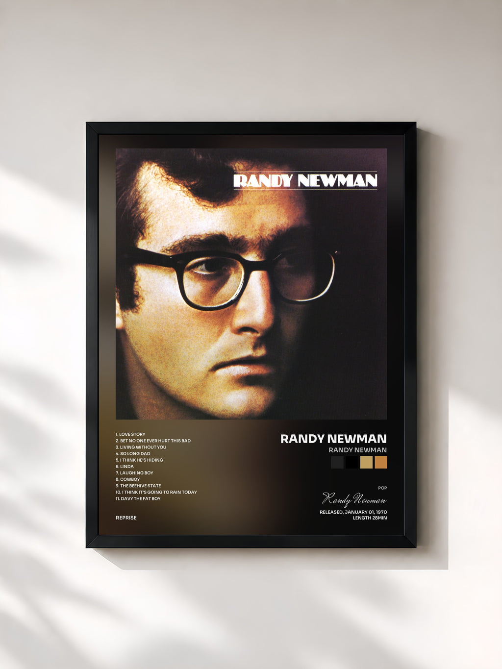 #noir Tableau de l'album Randy Newman de Randy Newman, cadre noir, imprimé et encadré en France