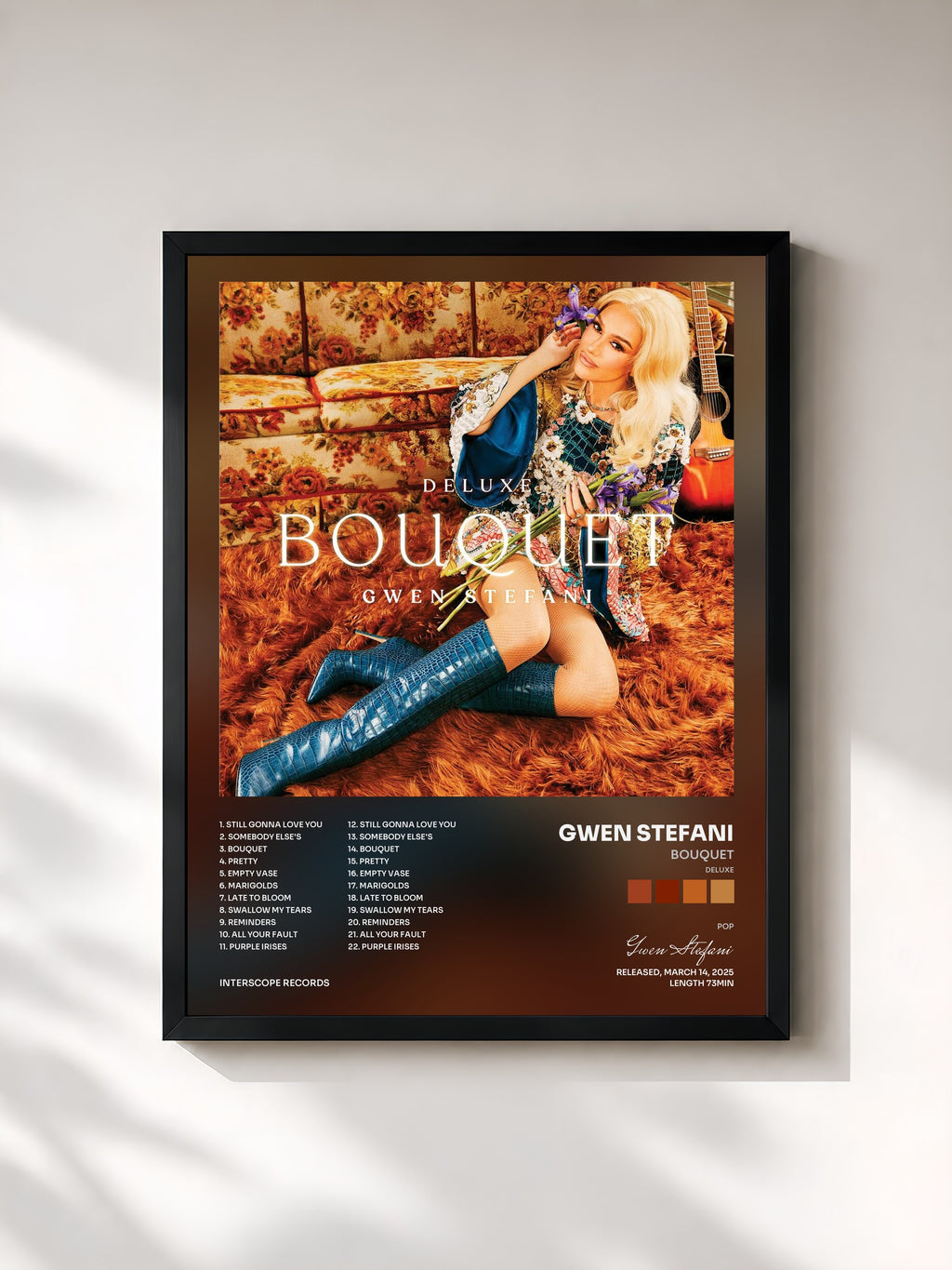 #noir Tableau de l'album Bouquet (Deluxe) de Gwen Stefani, cadre noir, imprimé et encadré en France