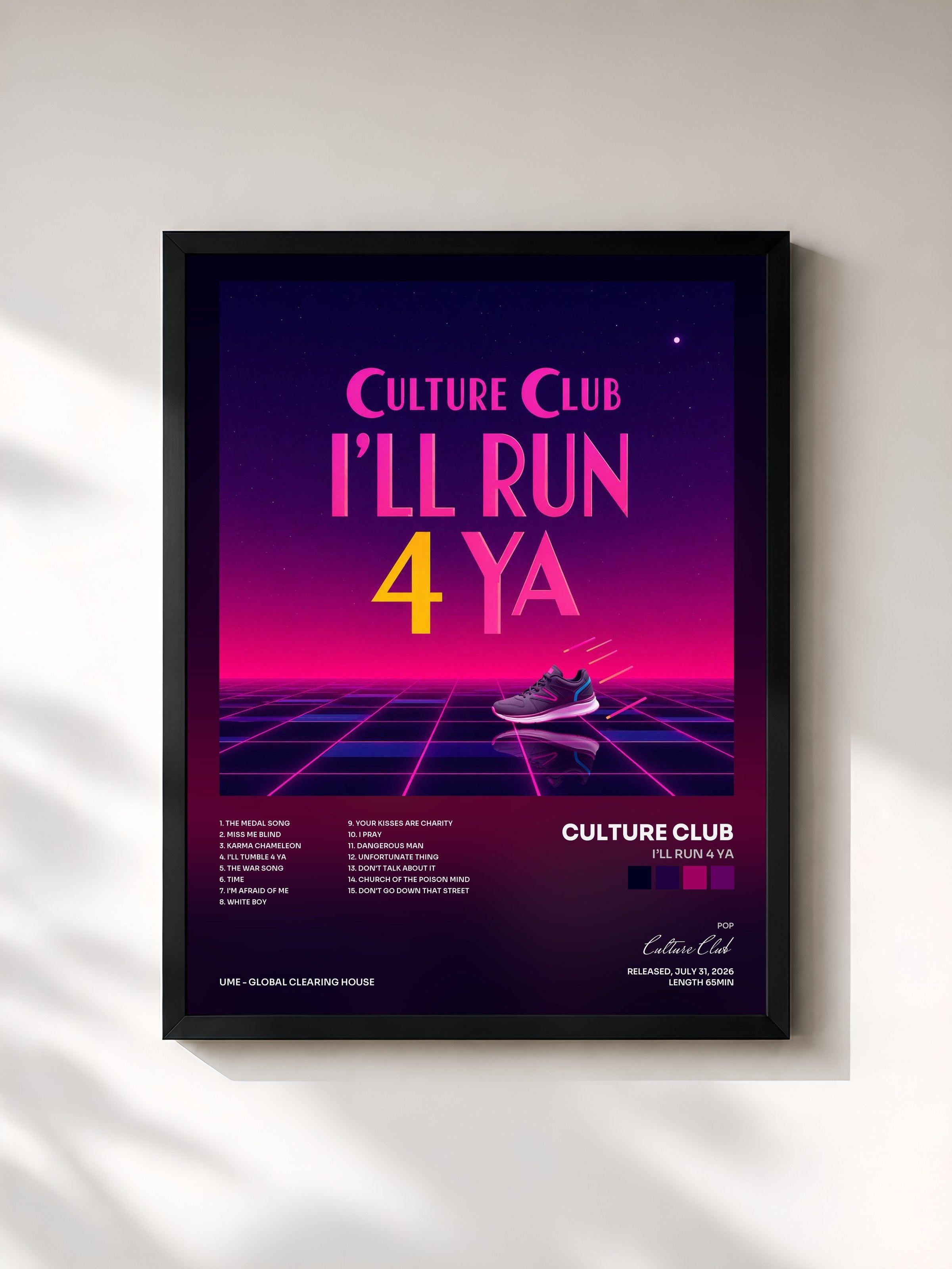 #noir Tableau de l'album I’ll Run 4 Ya de Culture Club, cadre noir, imprimé et encadré en France