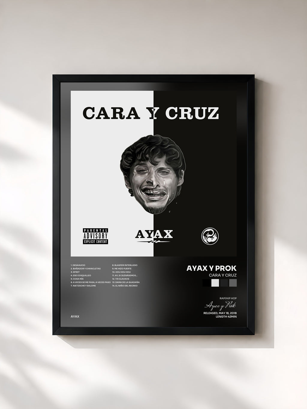 #noir Tableau de l'album Cara y cruz de Ayax y Prok, cadre noir, imprimé et encadré en France