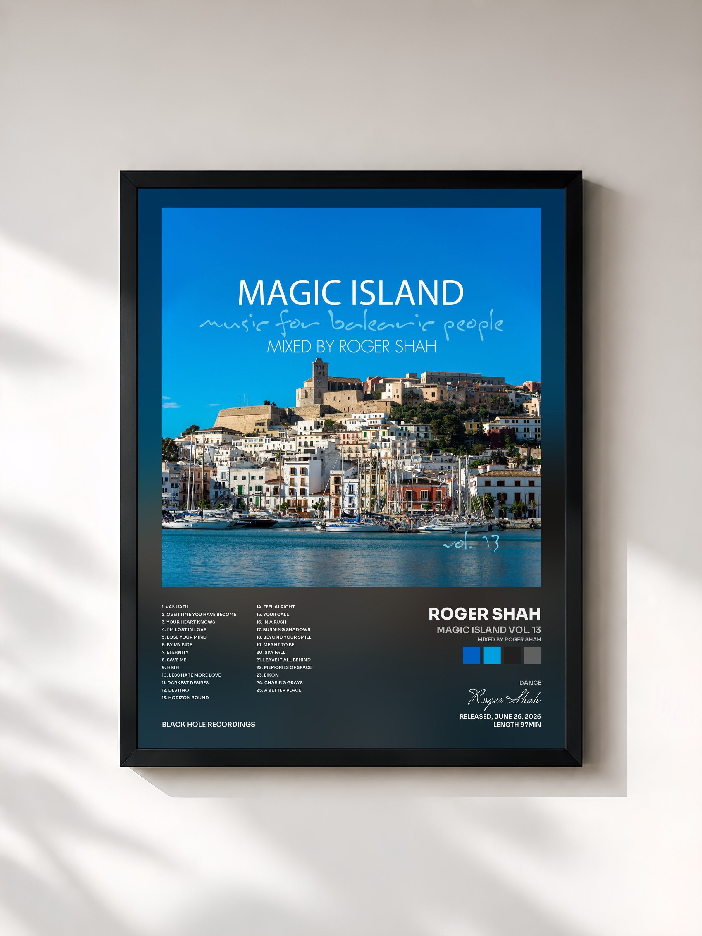 #noir Tableau de l'album Magic Island Vol. 13 (Mixed by Roger Shah) de Roger Shah, cadre noir, imprimé et encadré en France