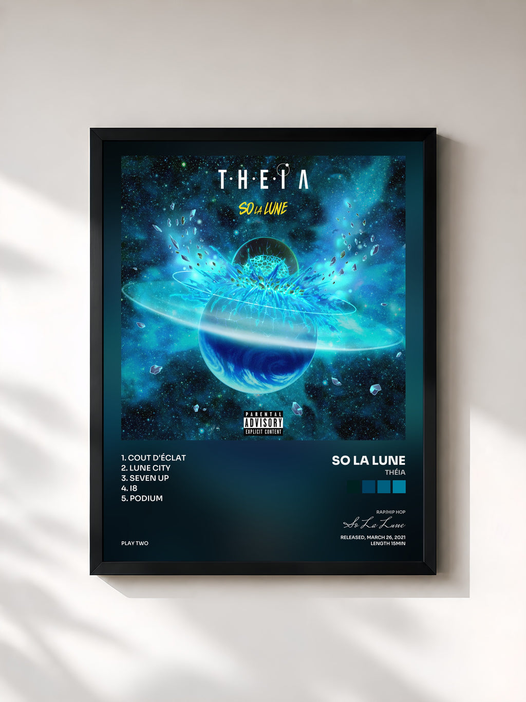 #noir Tableau de l'album Théia de So La Lune, cadre noir, imprimé et encadré en France