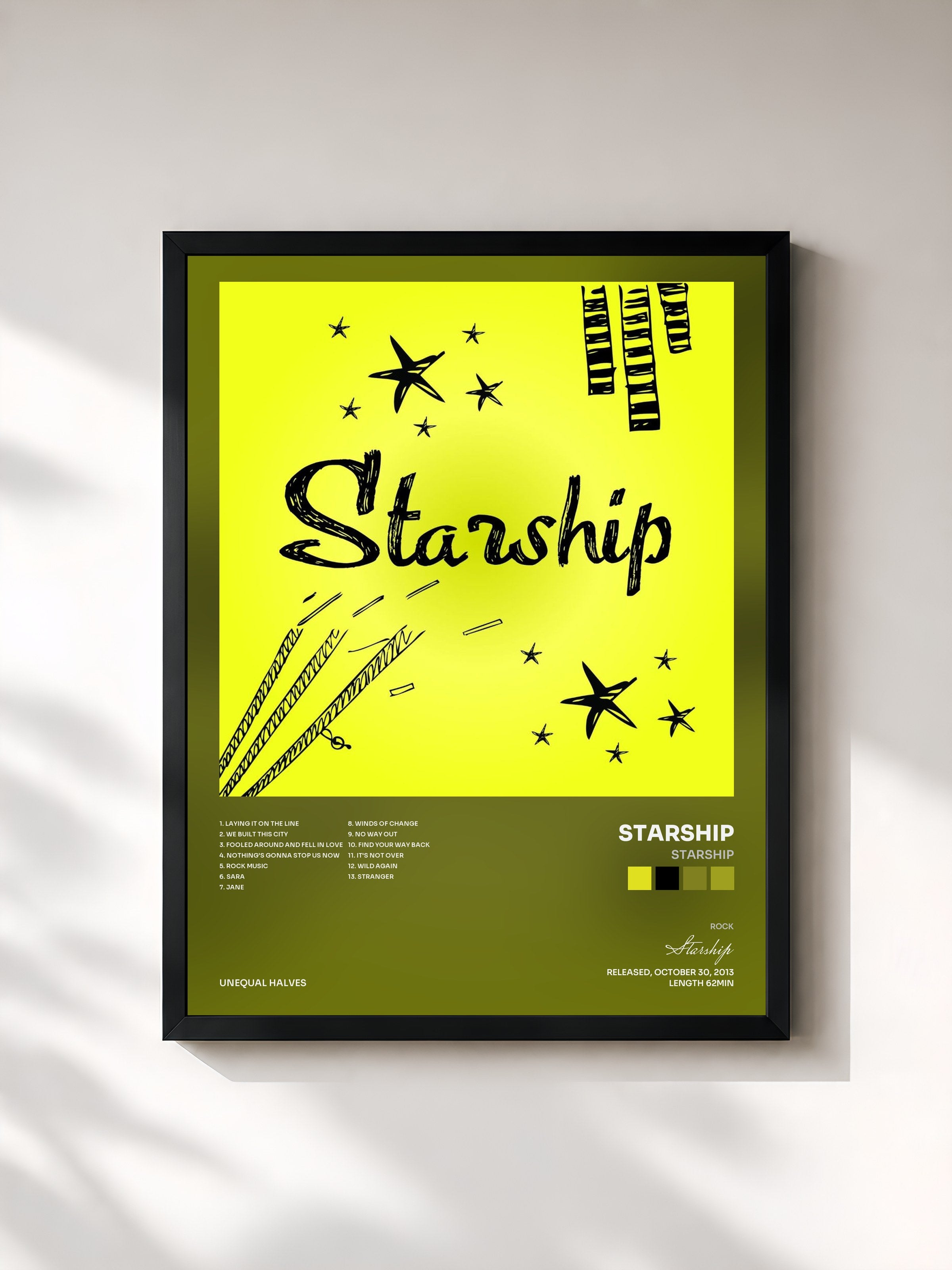 #noir Tableau de l'album Starship de Starship, cadre noir, imprimé et encadré en France