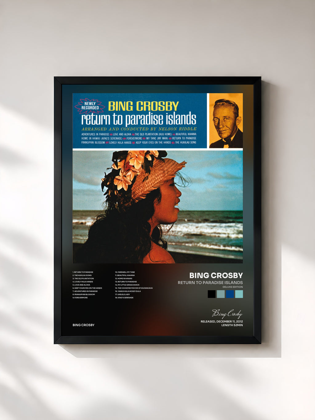 #noir Tableau de l'album Return To Paradise Islands (Deluxe Edition) de Bing Crosby, cadre noir, imprimé et encadré en France