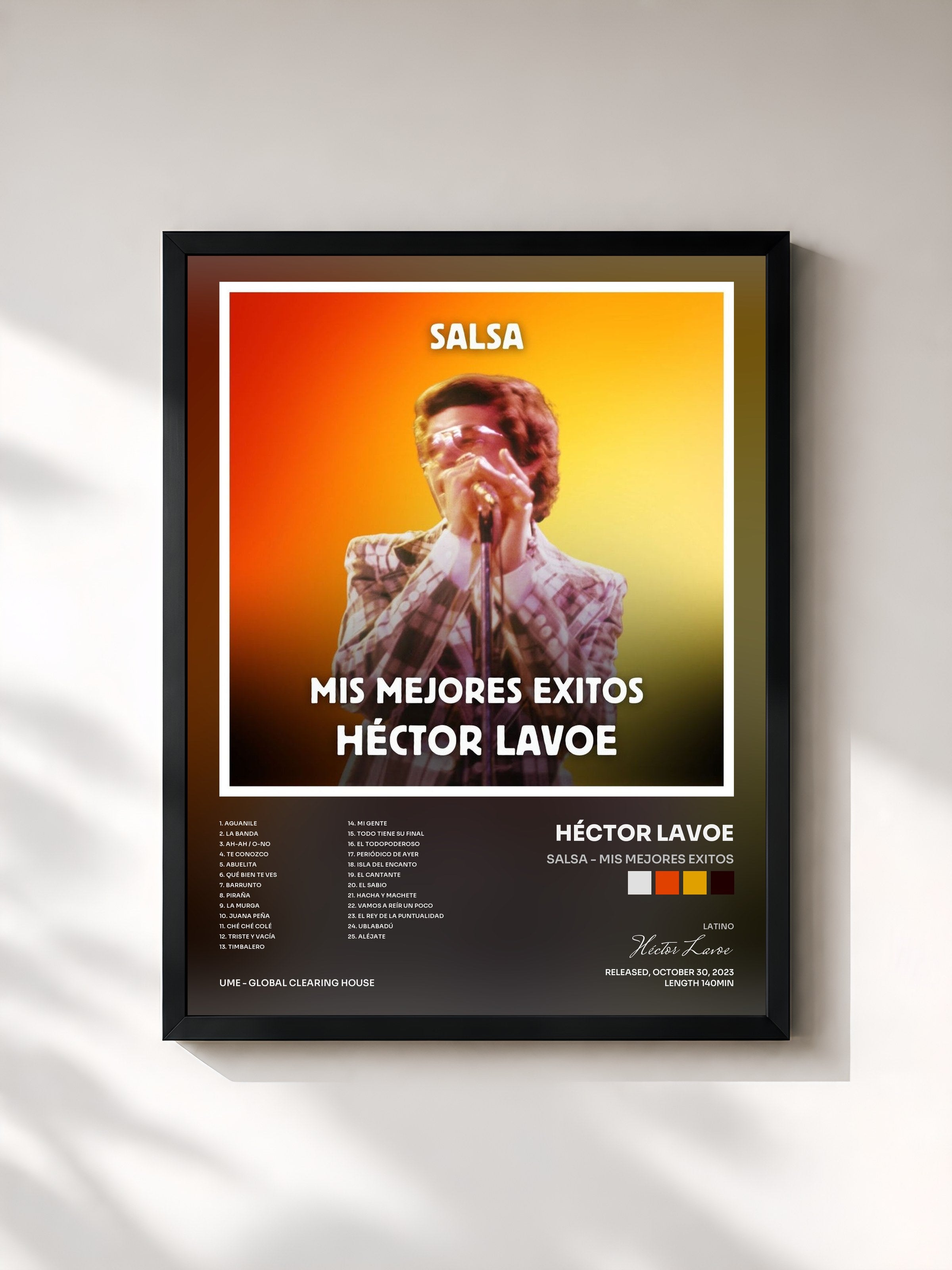 #noir Tableau de l'album Salsa - Mis Mejores Exitos de Héctor Lavoe, cadre noir, imprimé et encadré en France