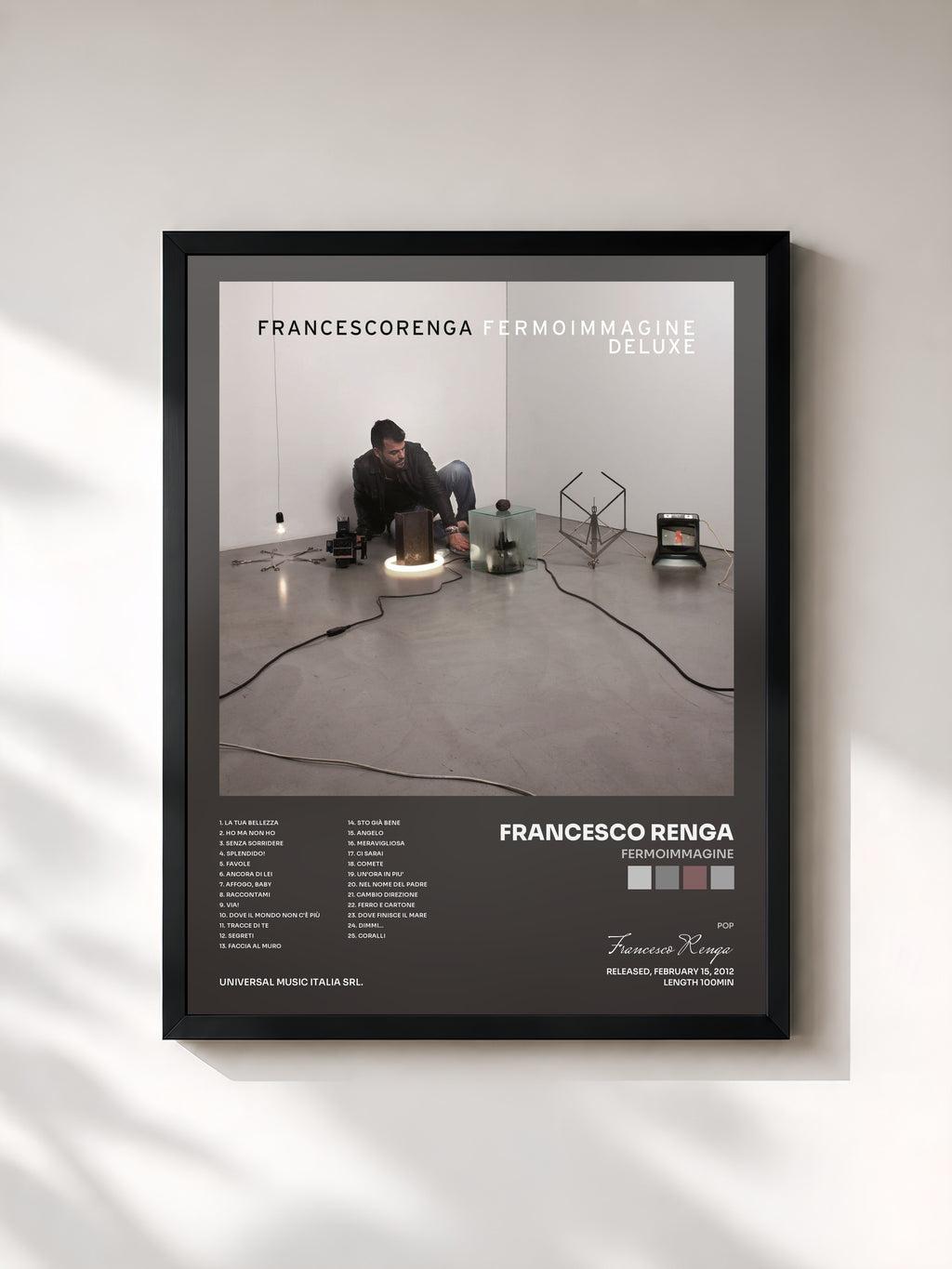 #noir Tableau de l'album Fermoimmagine de Francesco Renga, cadre noir, imprimé et encadré en France