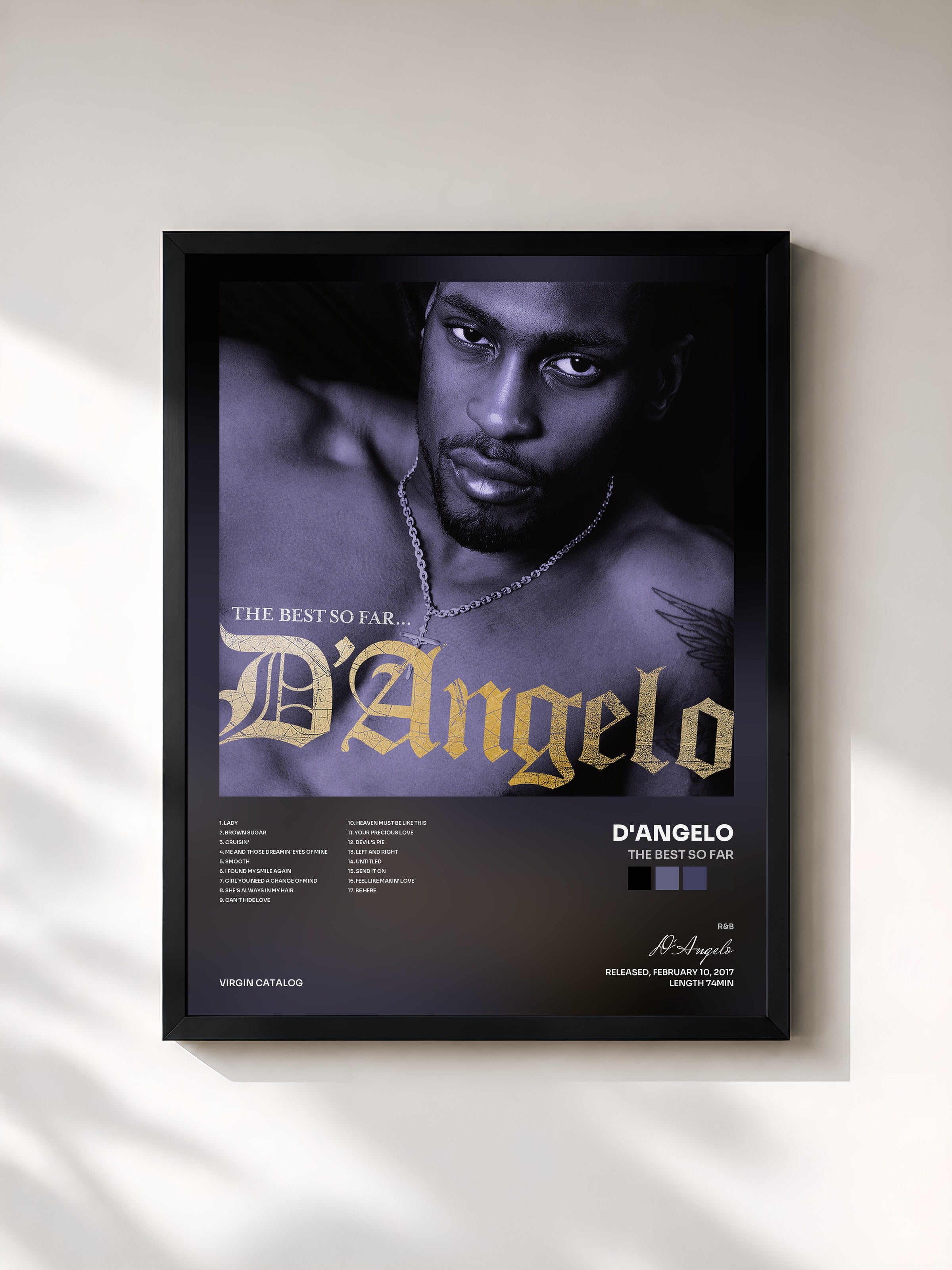 #noir Tableau de l'album The Best So Far de D'Angelo, cadre noir, imprimé et encadré en France