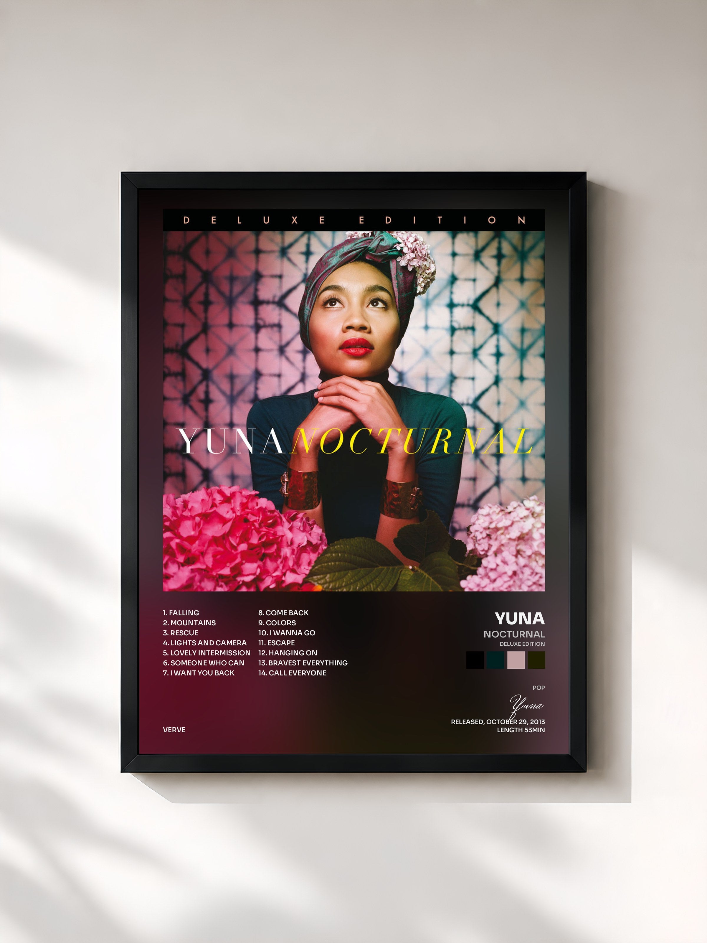 #noir Tableau de l'album Nocturnal (Deluxe Edition) de Yuna, cadre noir, imprimé et encadré en France