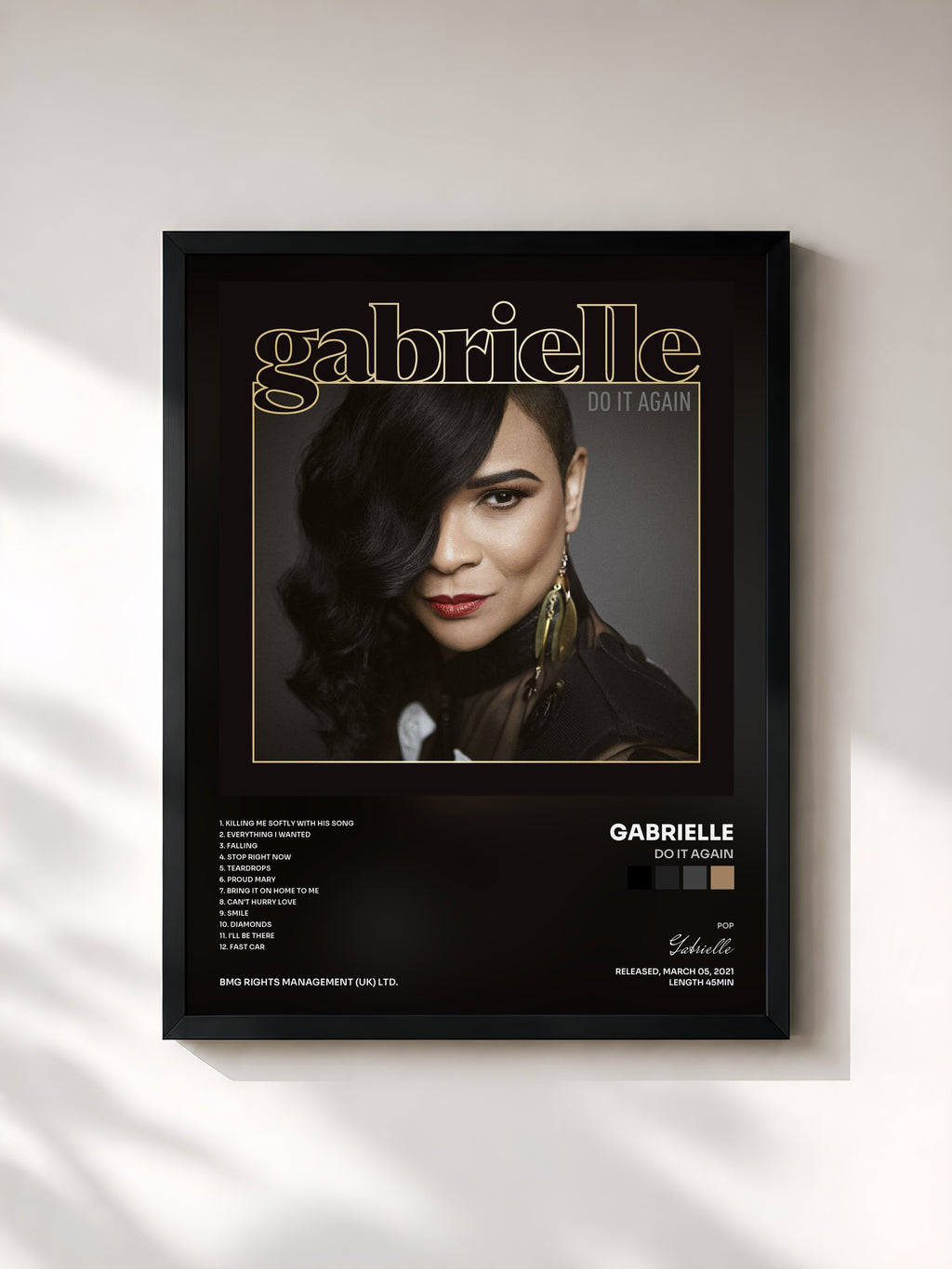 #noir Tableau de l'album Do It Again de Gabrielle, cadre noir, imprimé et encadré en France