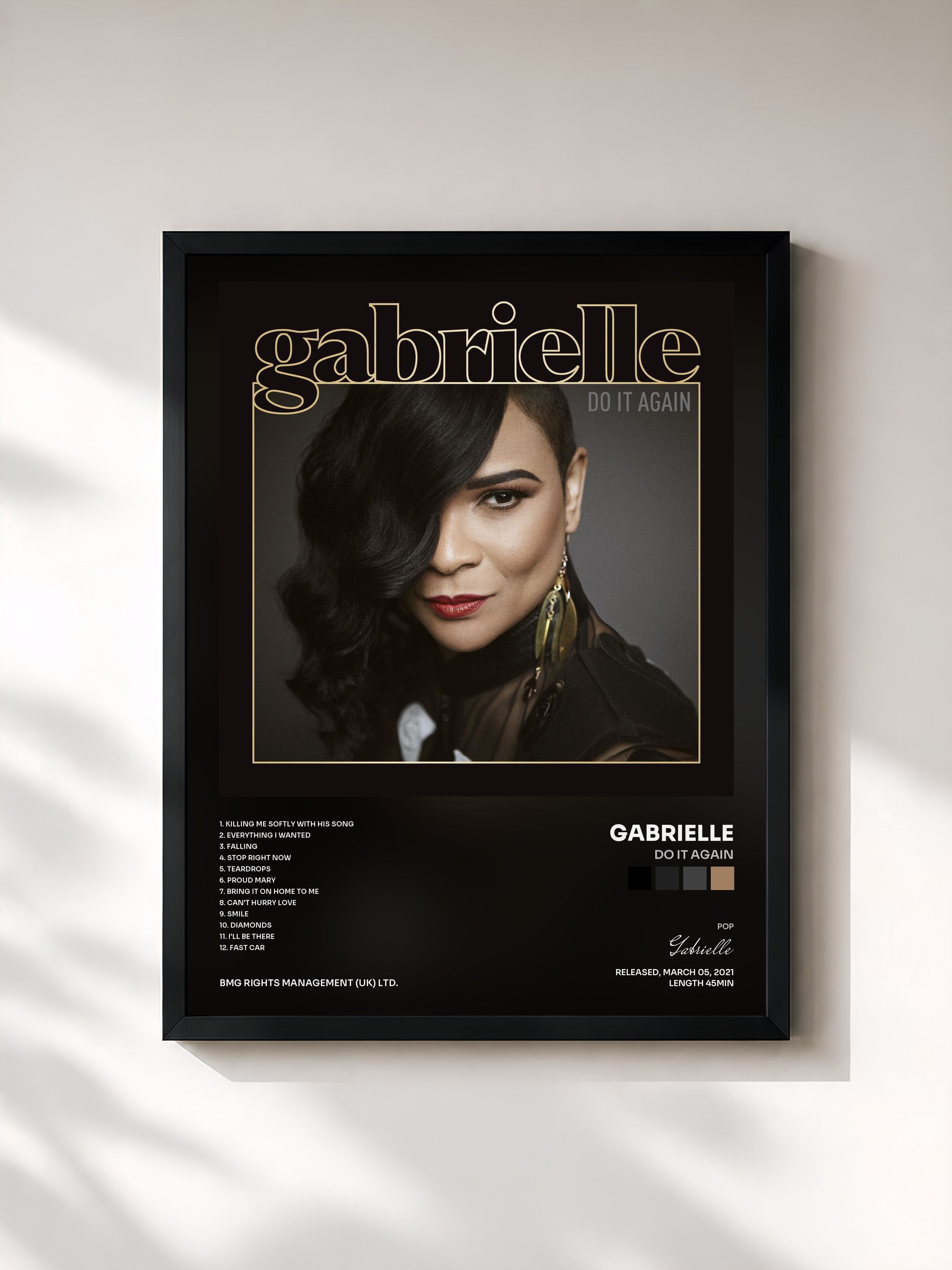#noir Tableau de l'album Do It Again de Gabrielle, cadre noir, imprimé et encadré en France