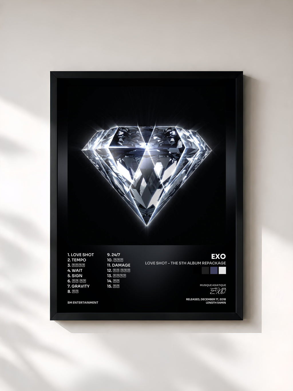 #noir LOVE SHOT – The 5th Album Repackage di EXO in stampa incorniciata, cornice nera, stampata e incorniciata in Francia