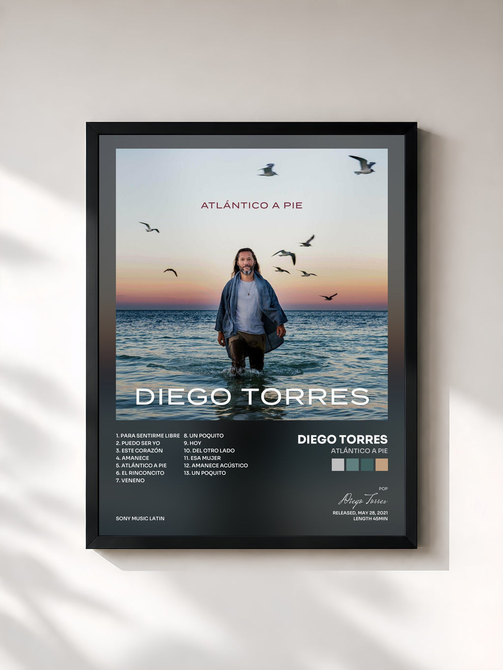 #noir Tableau de l'album Atlántico a Pie de Diego Torres, cadre noir, imprimé et encadré en France