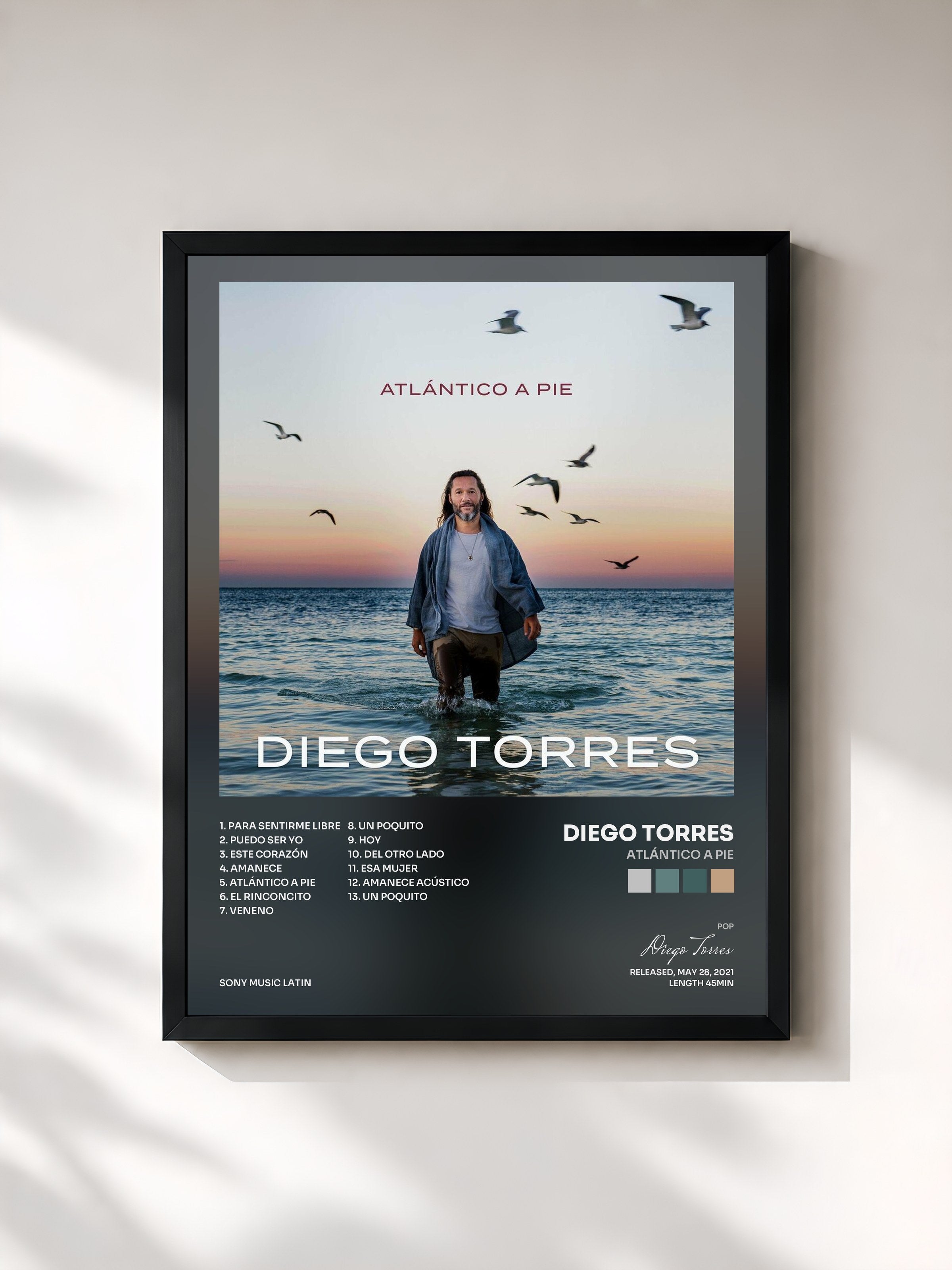 #noir Tableau de l'album Atlántico a Pie de Diego Torres, cadre noir, imprimé et encadré en France