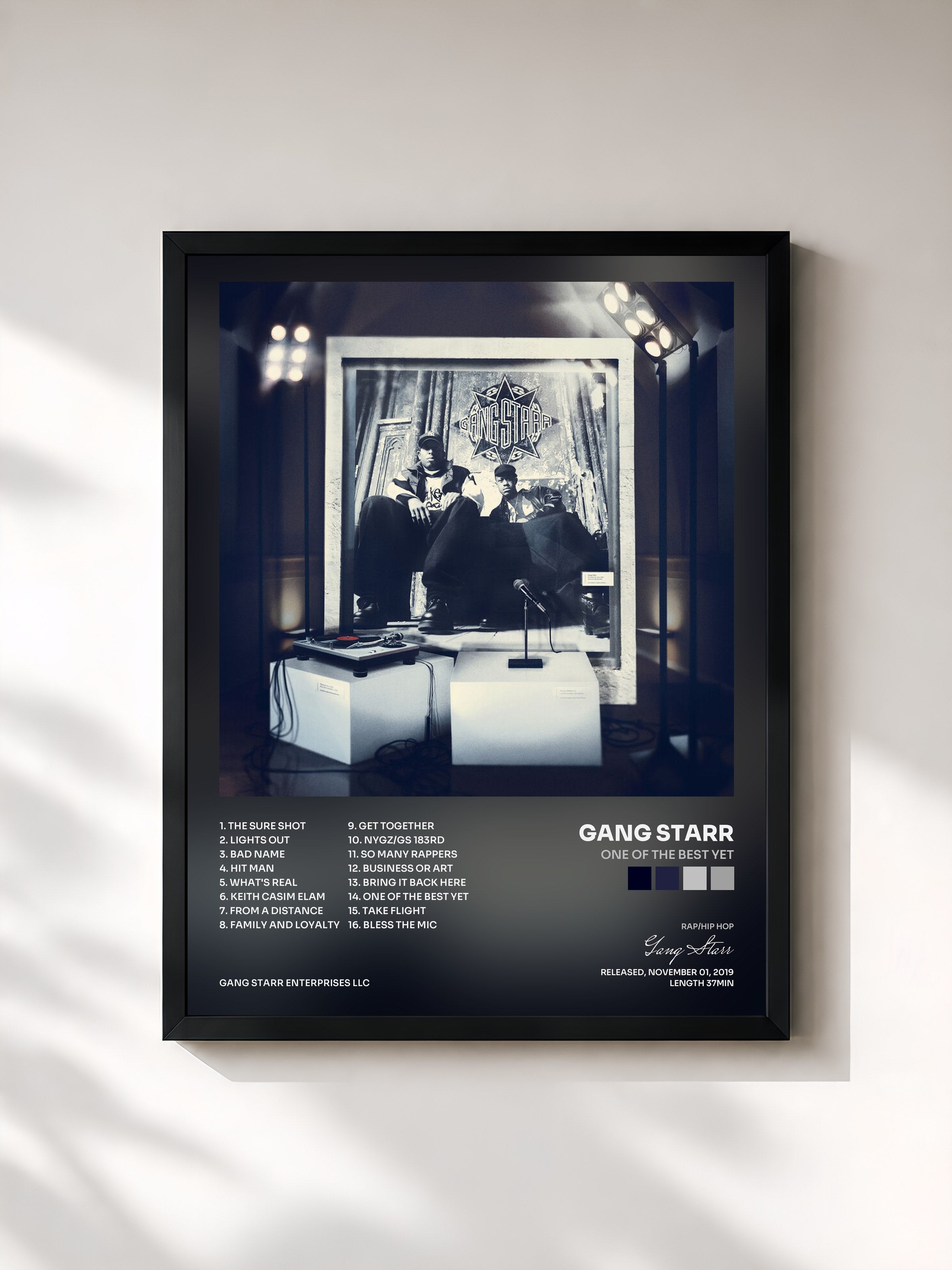 #noir Tableau de l'album One Of The Best Yet de Gang Starr, cadre noir, imprimé et encadré en France