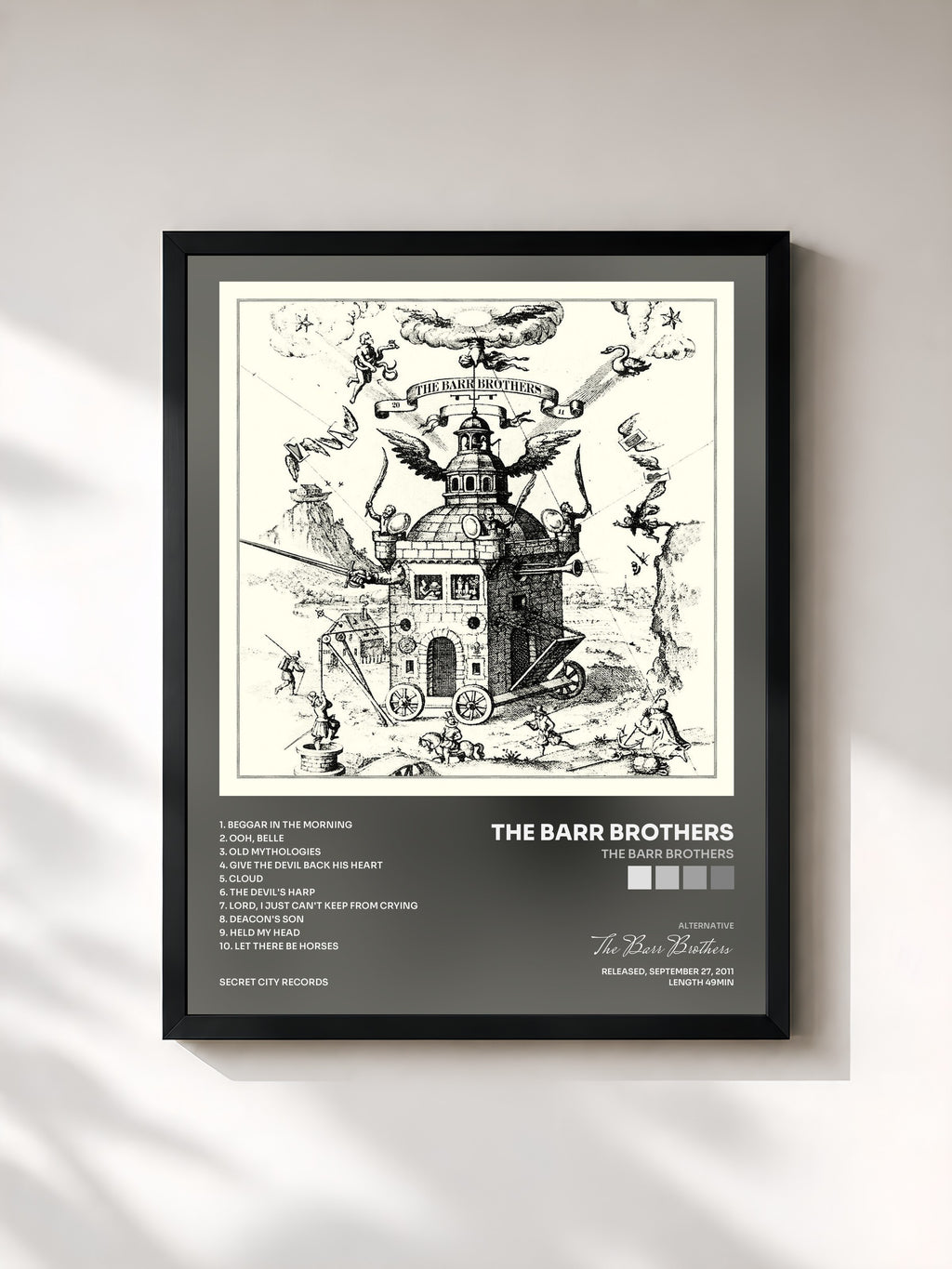 #noir Tableau de l'album The Barr Brothers de The Barr Brothers, cadre noir, imprimé et encadré en France